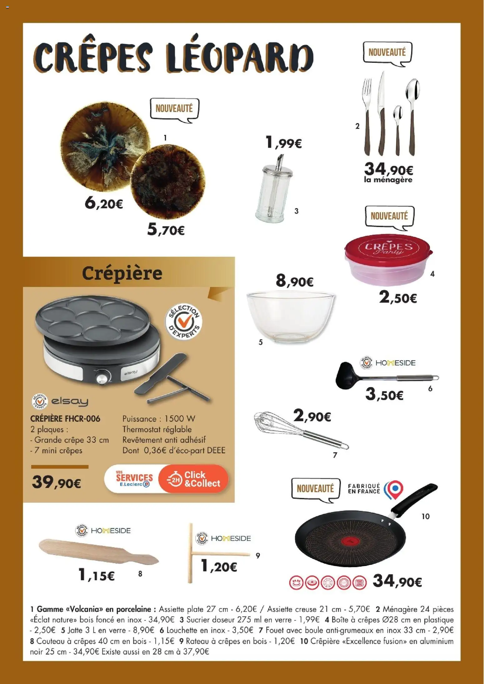 Prévisualisation de E.Leclerc La table d'automne 2026 du magasin E.Leclerc formulaire valide 01/09/2026 - Assiette, Crêpière, Crêpes, Porcelaine, Rateau, Sucrier