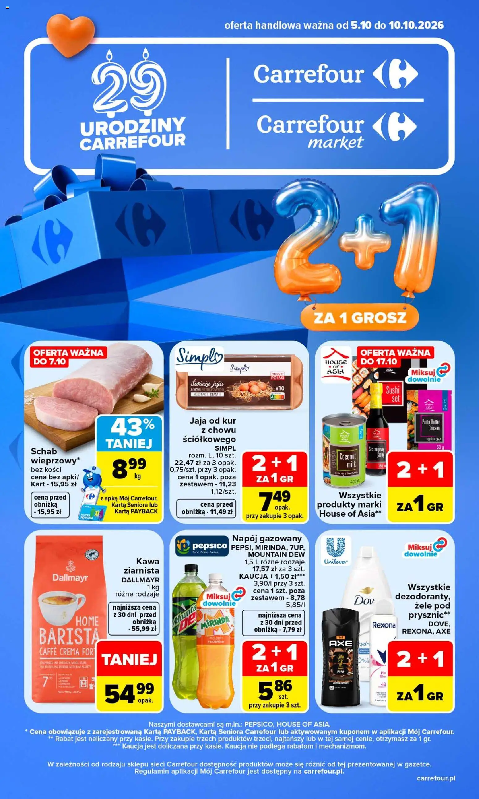 Pogląd gazetki "Carrefour gazetka" ze sklepu Carrefour ważnej od 05.10.2026 - Kawa, Pasta, Prysznic, Schab, Sos, Karta, Dallmayr, Jaja