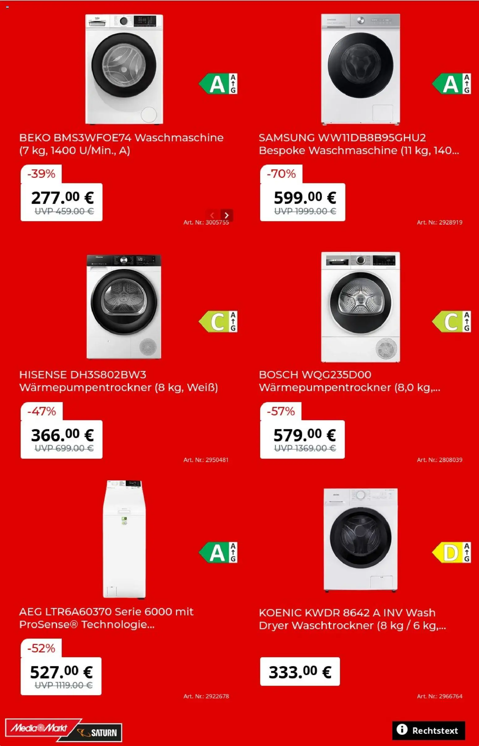 Vorschau von dem Prospekt des Geschäftes Media Markt, gültig ab dem 27.10.2026 - Samsung, Waschmaschine, Bosch, Waschtrockner, Hisense, AEG