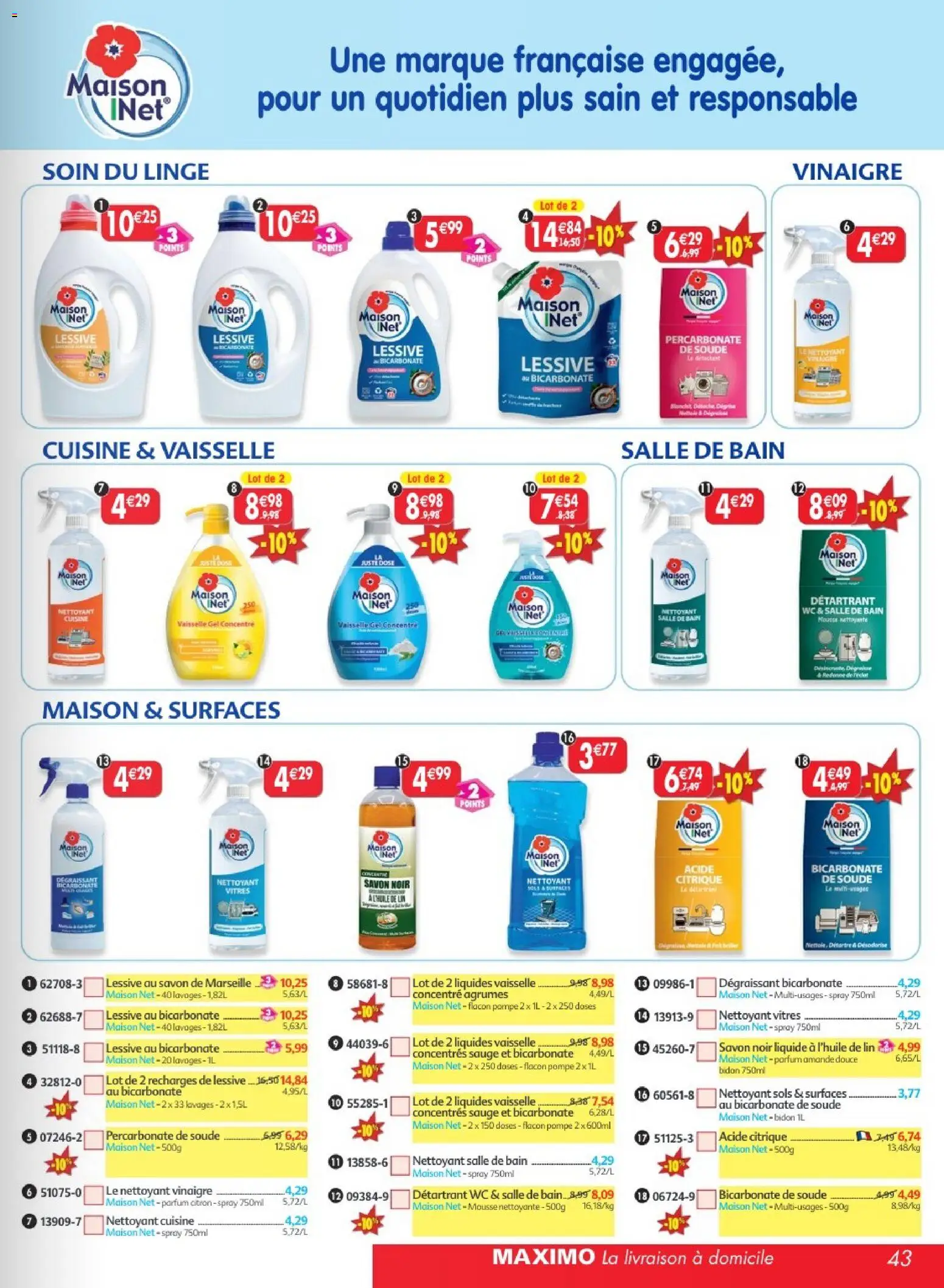 Prévisualisation de Maximo catalogue epicerie du magasin Maximo formulaire valide 24/08/2026 - Acide citrique, Percarbonate de soude, Vaisselle, Citron, Mousse, Vinaigre, Savon noir liquide, Détartrant