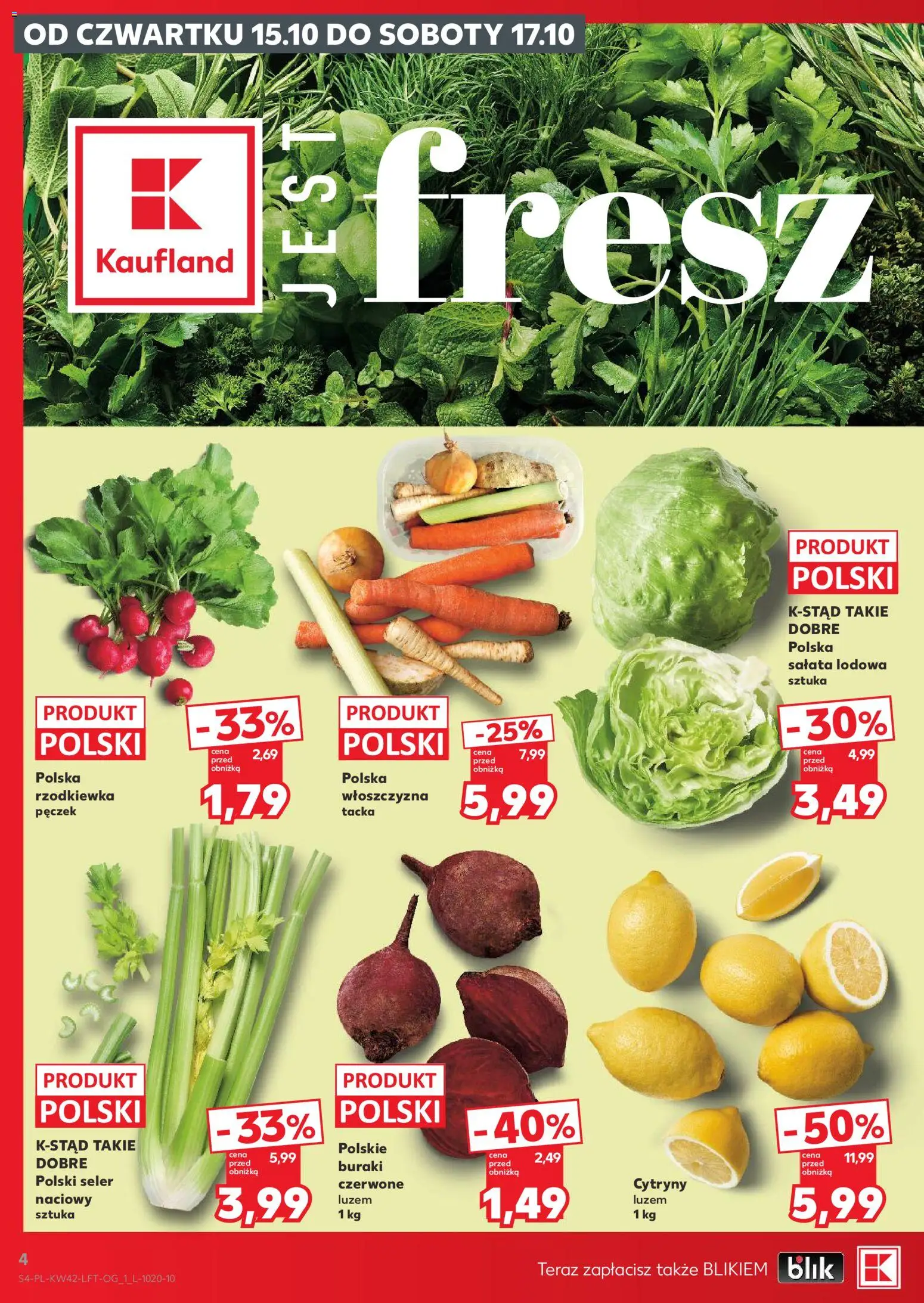 Pogląd gazetki "Kaufland gazetka" ze sklepu Kaufland ważnej od 15.10.2026 - Seler naciowy, Cytryny, Sałata, Włoszczyzna, Buraki, Salata lodowa, Buraki czerwone