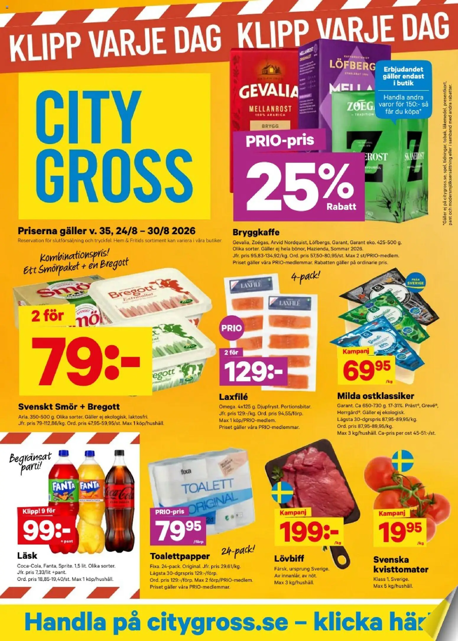 Förhandsgranska reklamblad City Gross erbjudanden från butik City Gross gäller från 24/08/2026