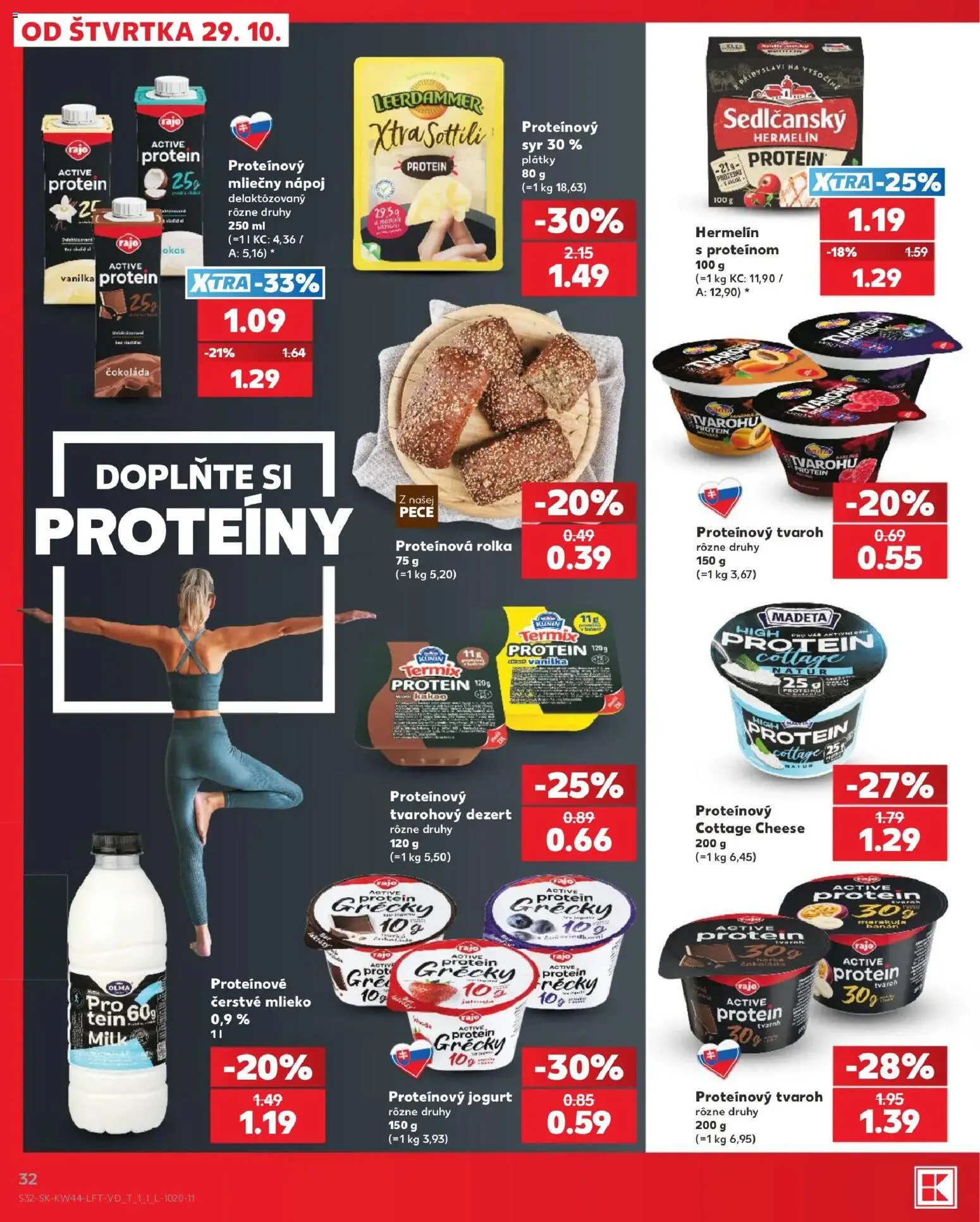 Náhľad Kaufland letáku platného od 29.10.2026 - Syr, Tvaroh, Cottage cheese, Hermelín, Kakao, Jogurt, Termix, Proteínový jogurt
