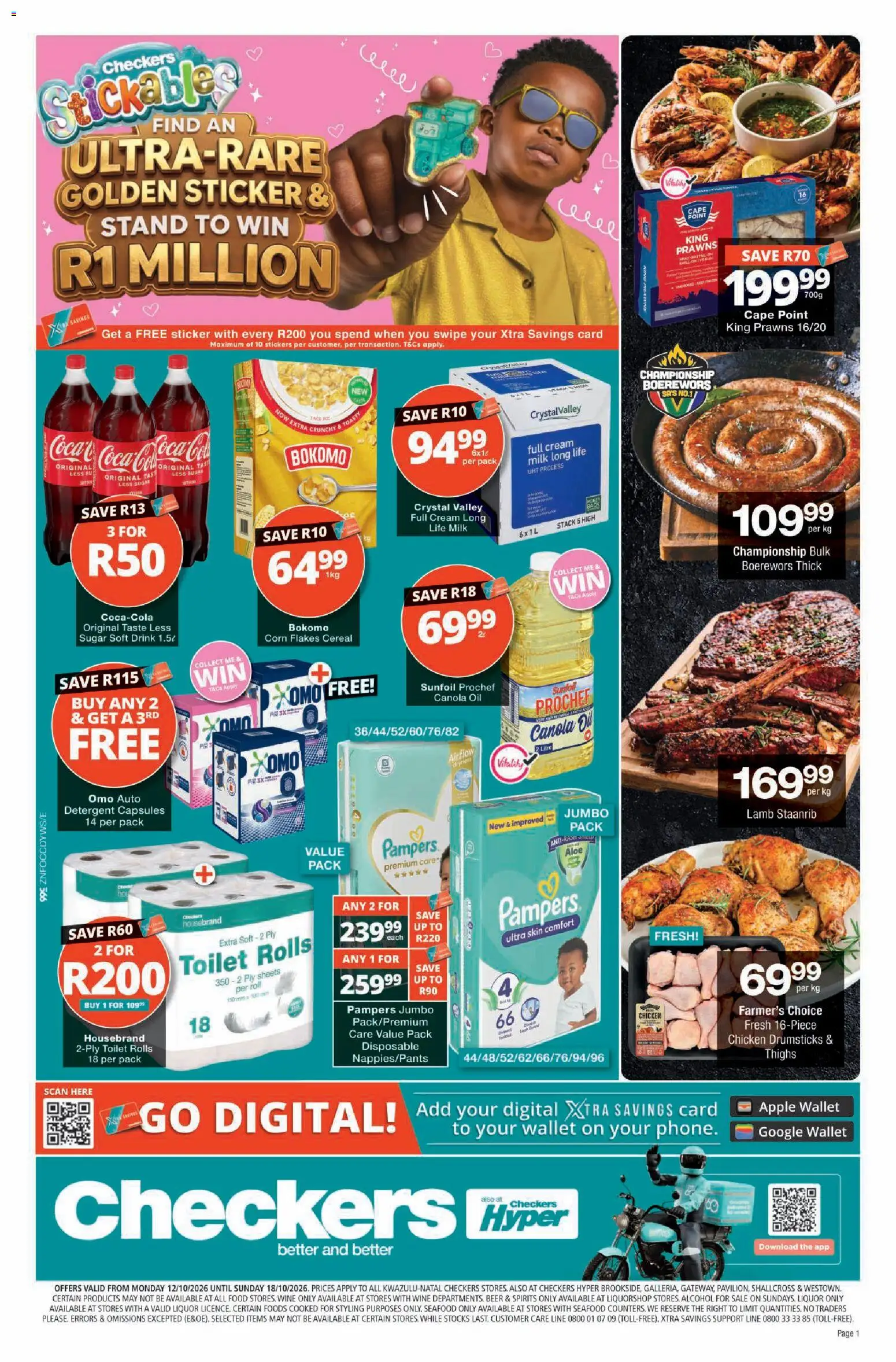 Preview of Checkers flyer valid from 12/10/2026 - Seafood, Sugar, Corn, Beer, Cream, Thighs, Corn flakes, Flakes
