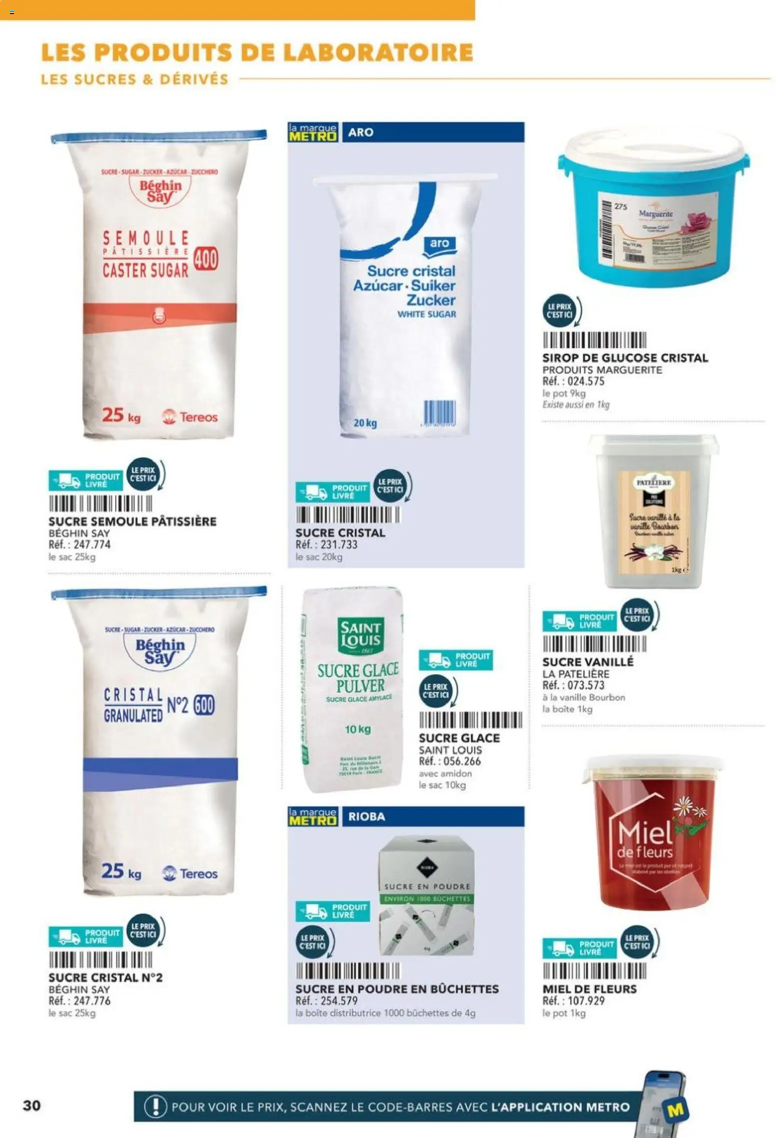 Prévisualisation de Boulangers Pâtissiers du magasin METRO formulaire valide 30/04/2026 - Glace, Sucre, Vanille, Semoule, Bourbon, Poudre, Sucre en poudre, Miel de fleurs