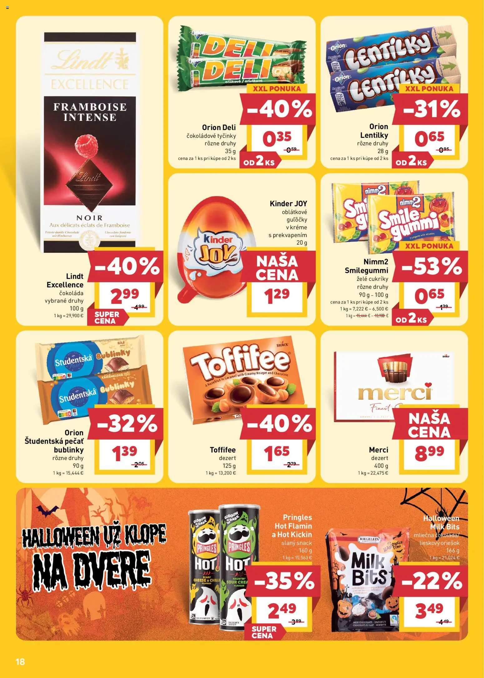 Náhľad Billa letáku platného od 14.10.2026 - Čokoláda, Dvere, Kinder, Merci, Pringles, Toffifee, Študentská pečať, Slaný snack