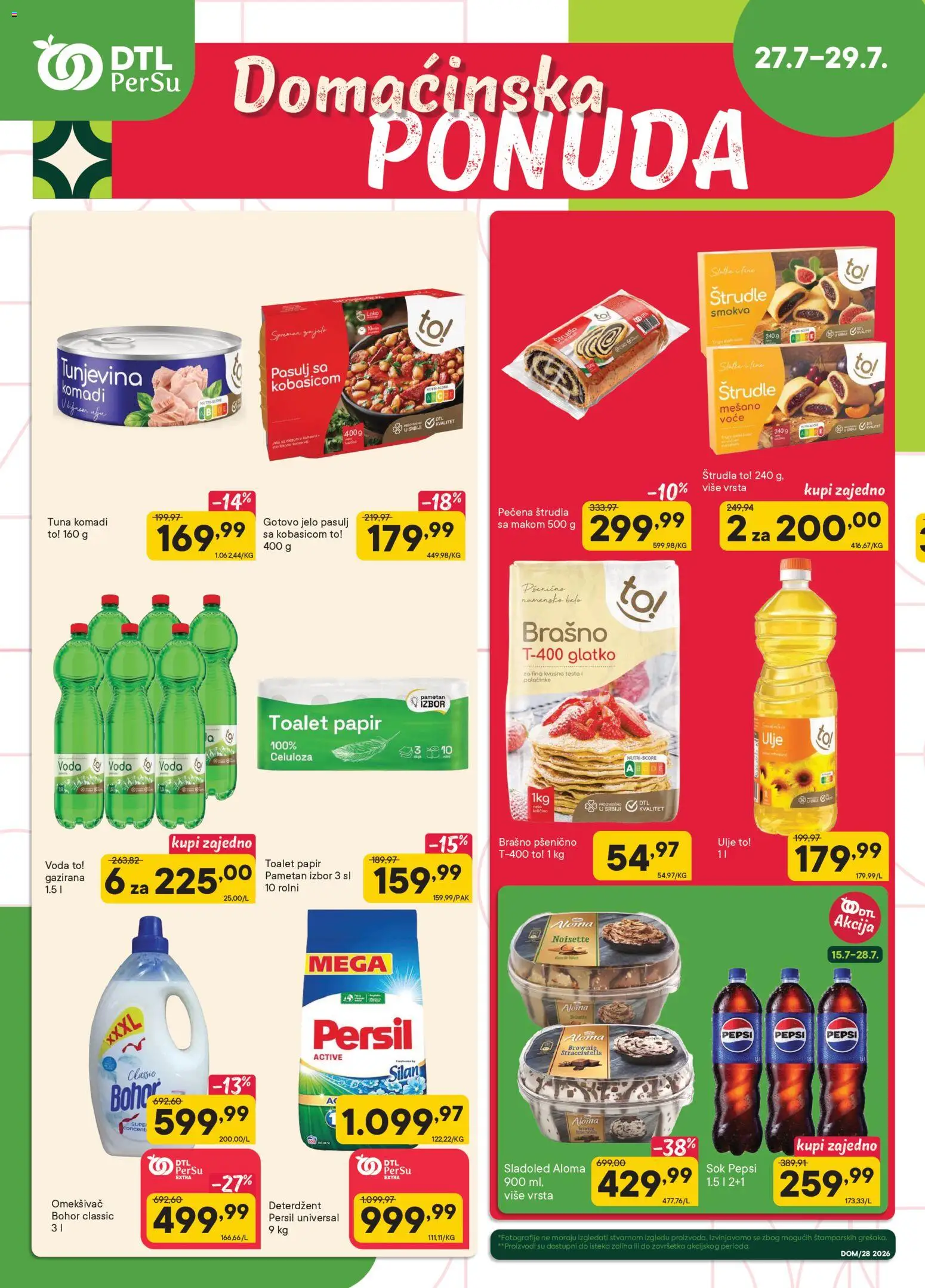 Pregled PerSu kataloga - važi od 27.07.2026 - Pasulj, So, Pepsi, Ulje, Toalet papir, Deterdžent, Silan, Omekšivač