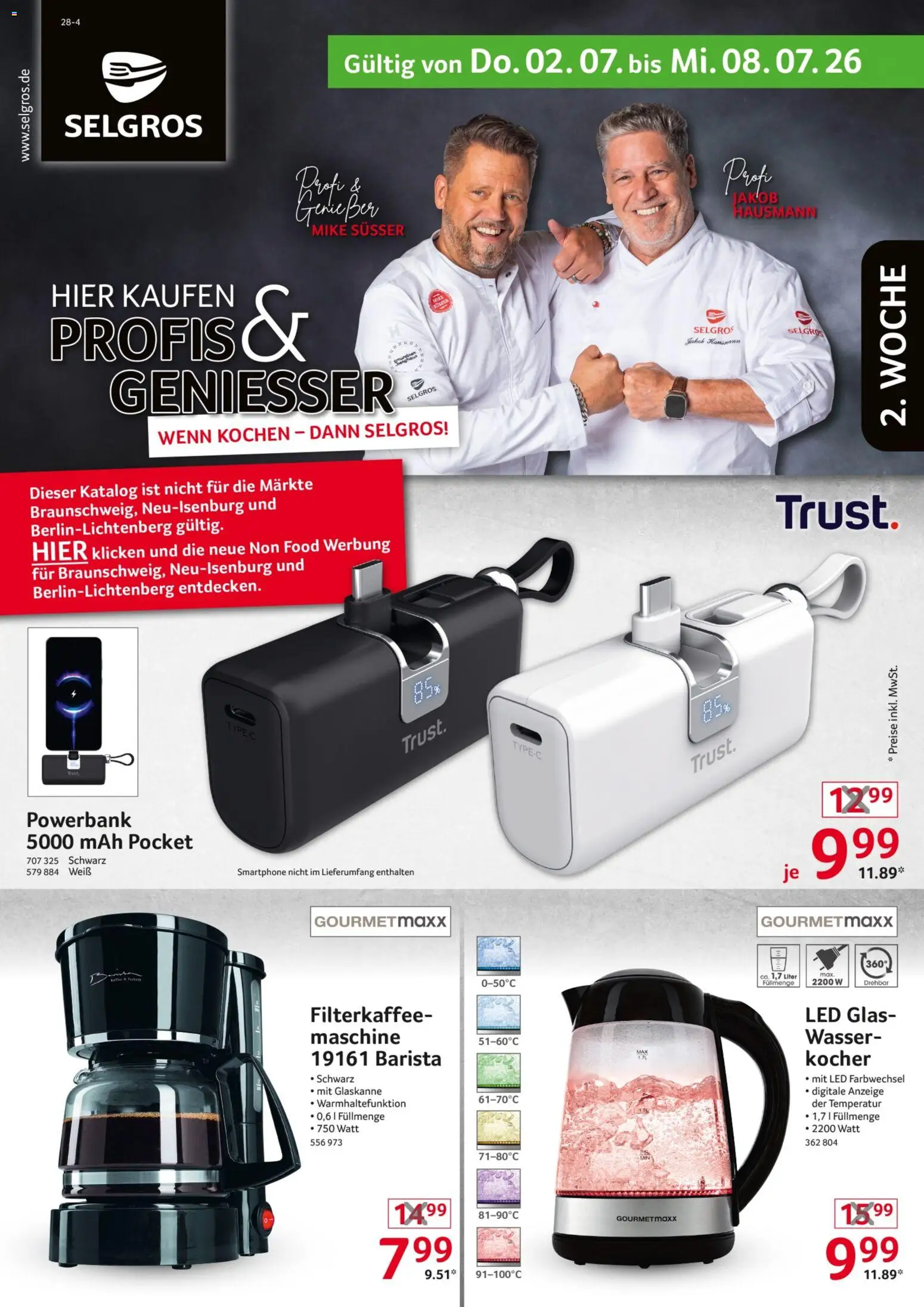 Vorschau von dem Prospekt des Geschäftes Selgros, gültig ab dem 02.07.2026 - Wasser, Powerbank, Kocher, Smartphone