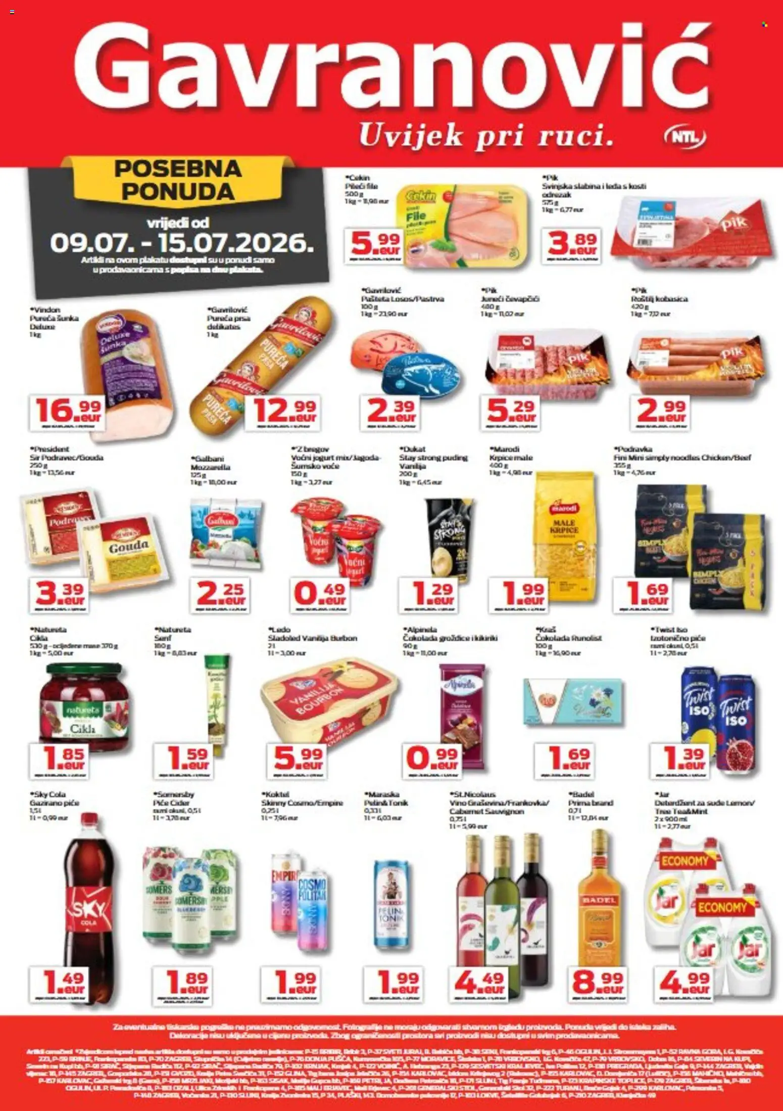 Pregled letka Gavranović Katalog trgovine Gavranović vrijedi od 09.07.2026