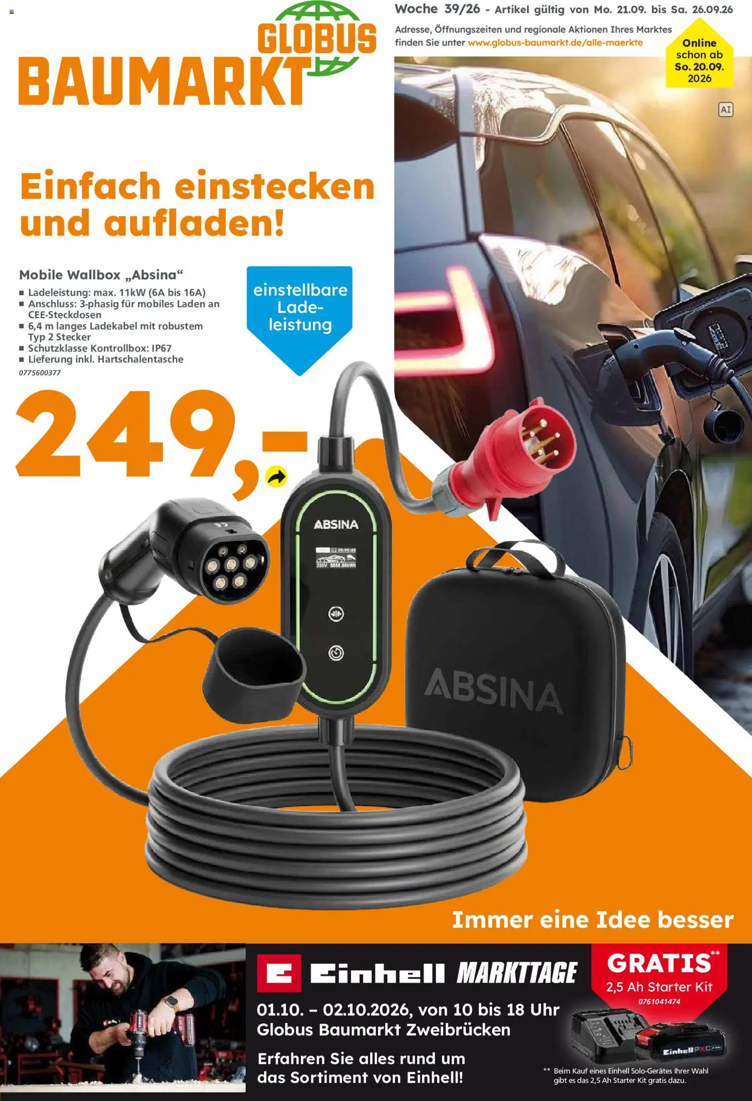 Vorschau von dem Prospekt des Geschäftes Globus Baumarkt, gültig ab dem 20.09.2026
