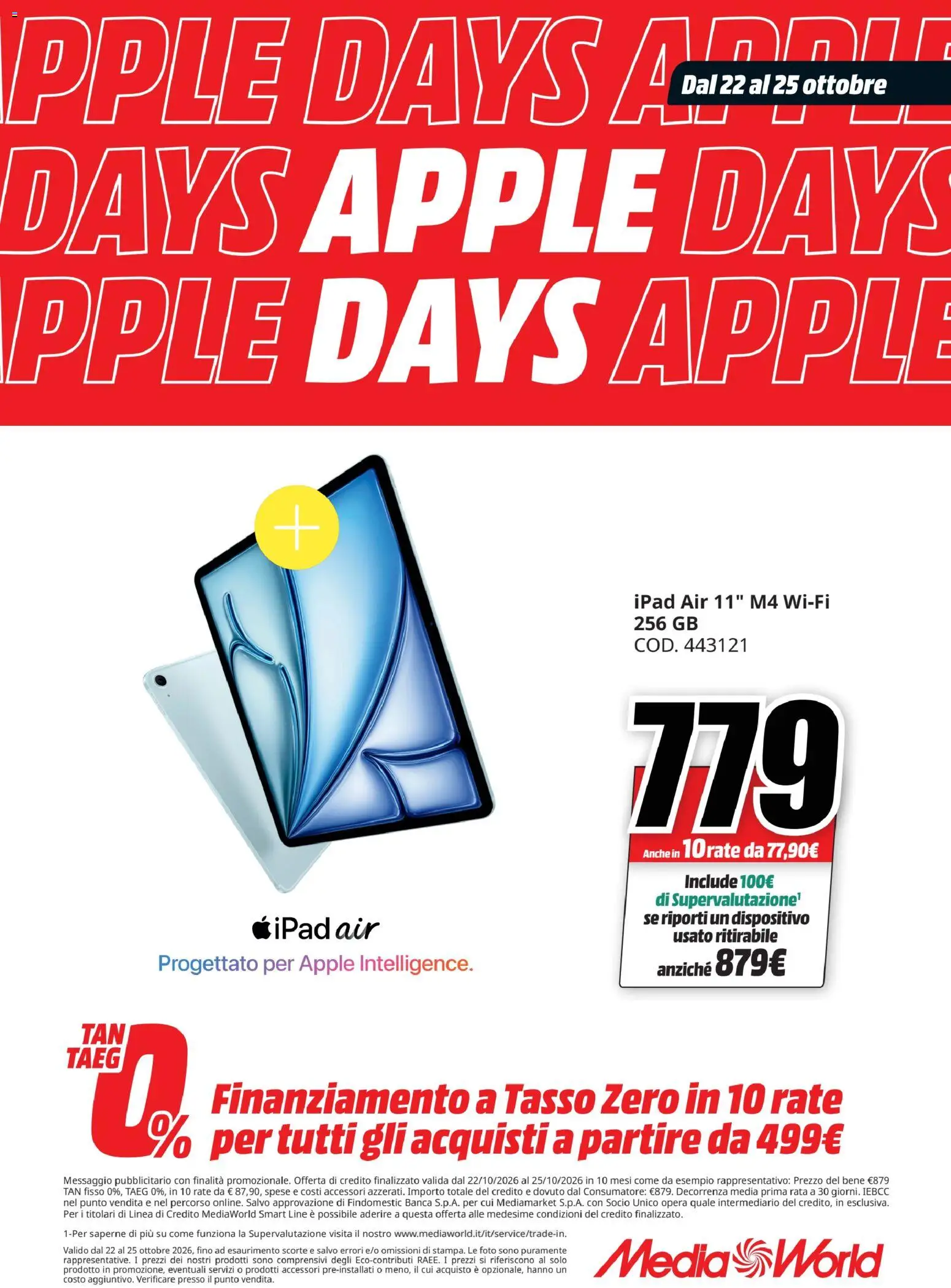 Anteprima dell'opuscolo Media World volantino Apple Days dal negozio Media World valido da 22/10/2026 - Ipad