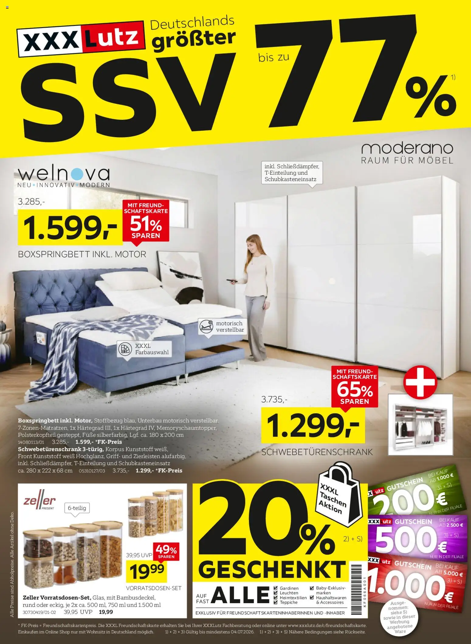 Vorschau von dem Prospekt des Geschäftes XXXLutz, gültig ab dem 20.06.2026 - Boxspringbett, Taschen, Schwebetürenschrank