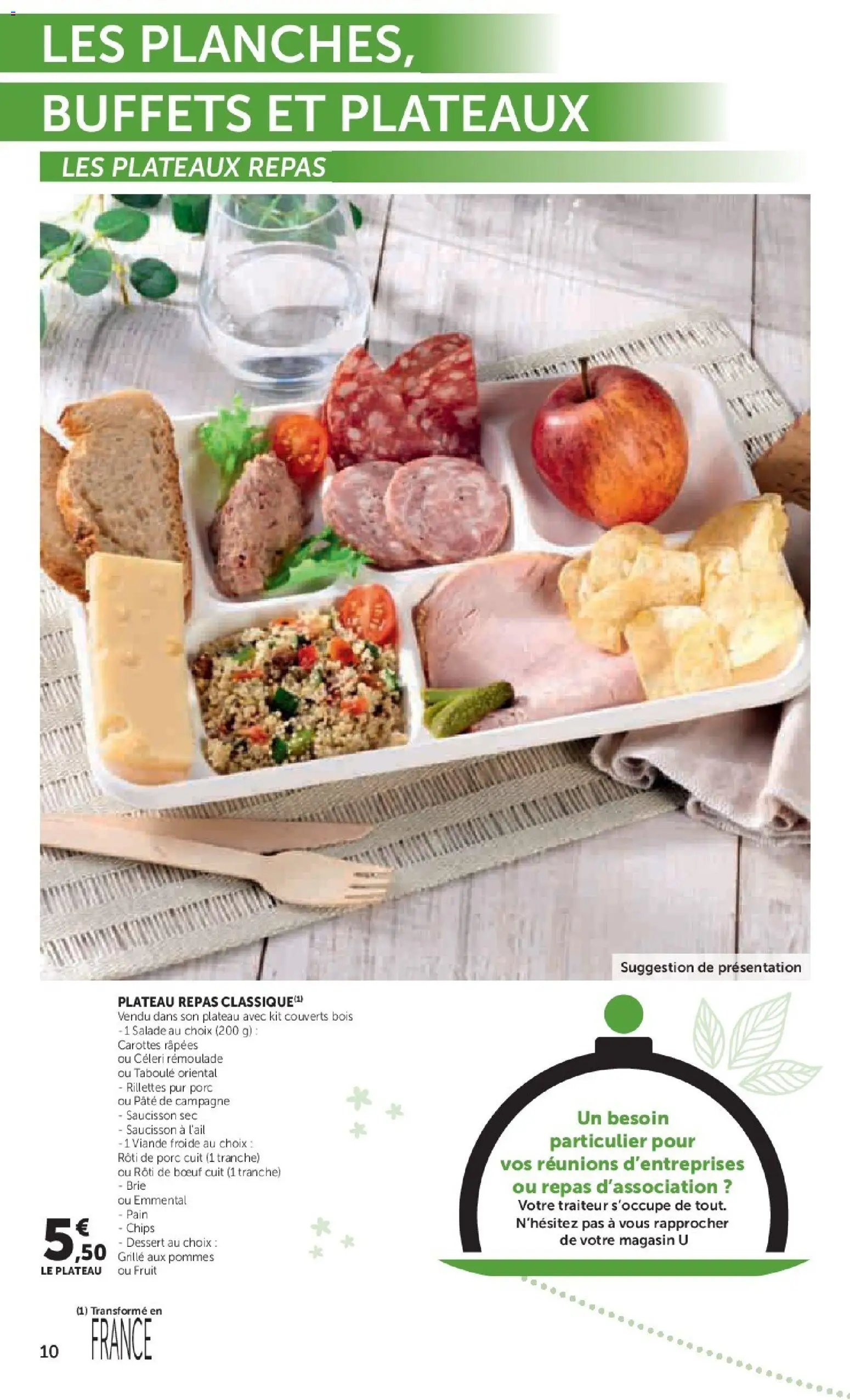 Prévisualisation de Super U - La carte Printemps Été du magasin Super U formulaire valide 03/03/2026 - Salade, Céleri, Pâte, Rôti de bœuf, Taboulé, Brie, Pommes, Plateau repas