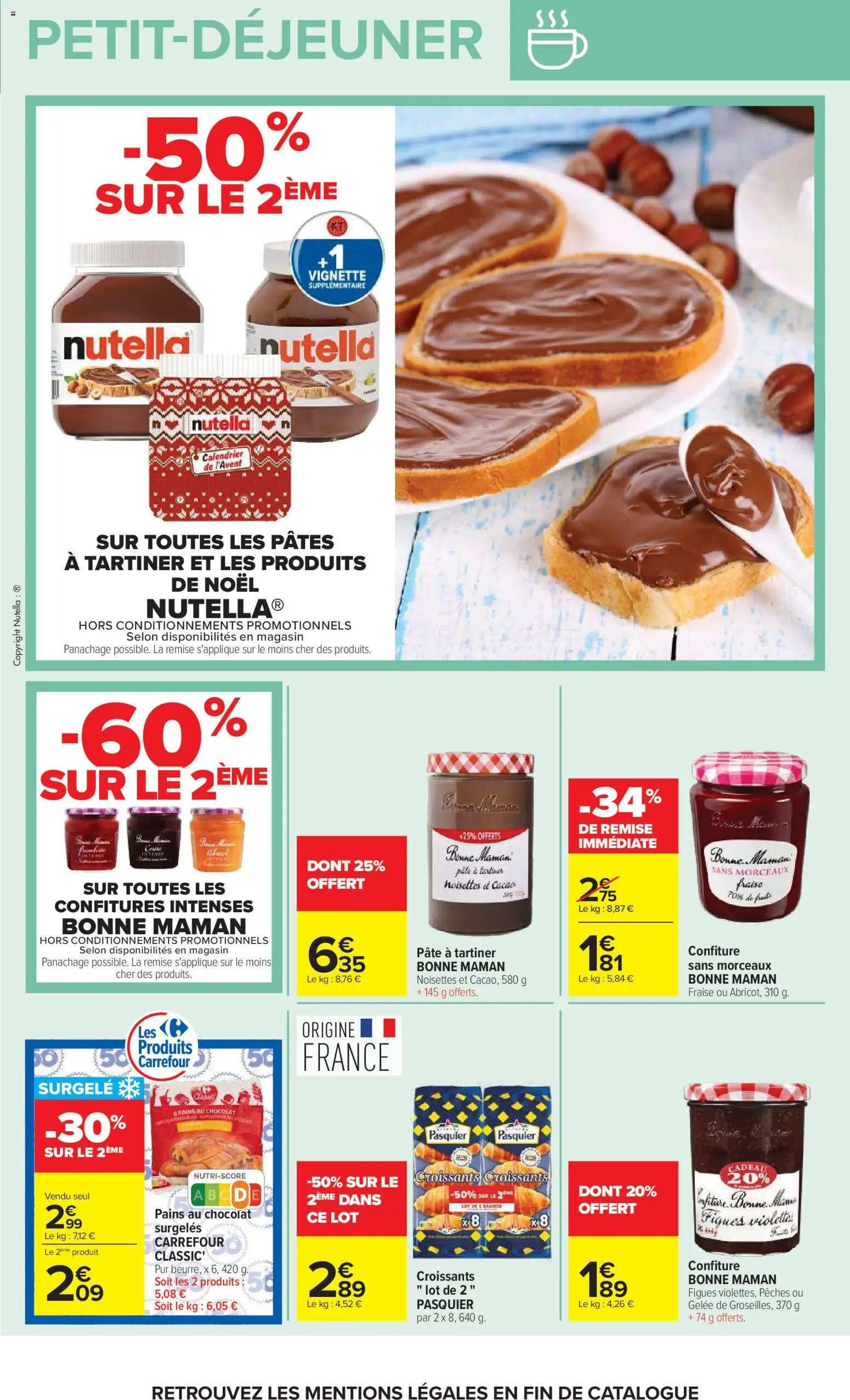 Prévisualisation de Carrefour Petit déjeuner du magasin Carrefour formulaire valide 03/11/2026 - Calendrier, Fruits, Pâte, Figues, Cacao, Bonne Maman, Confiture Bonne Maman, Gelée