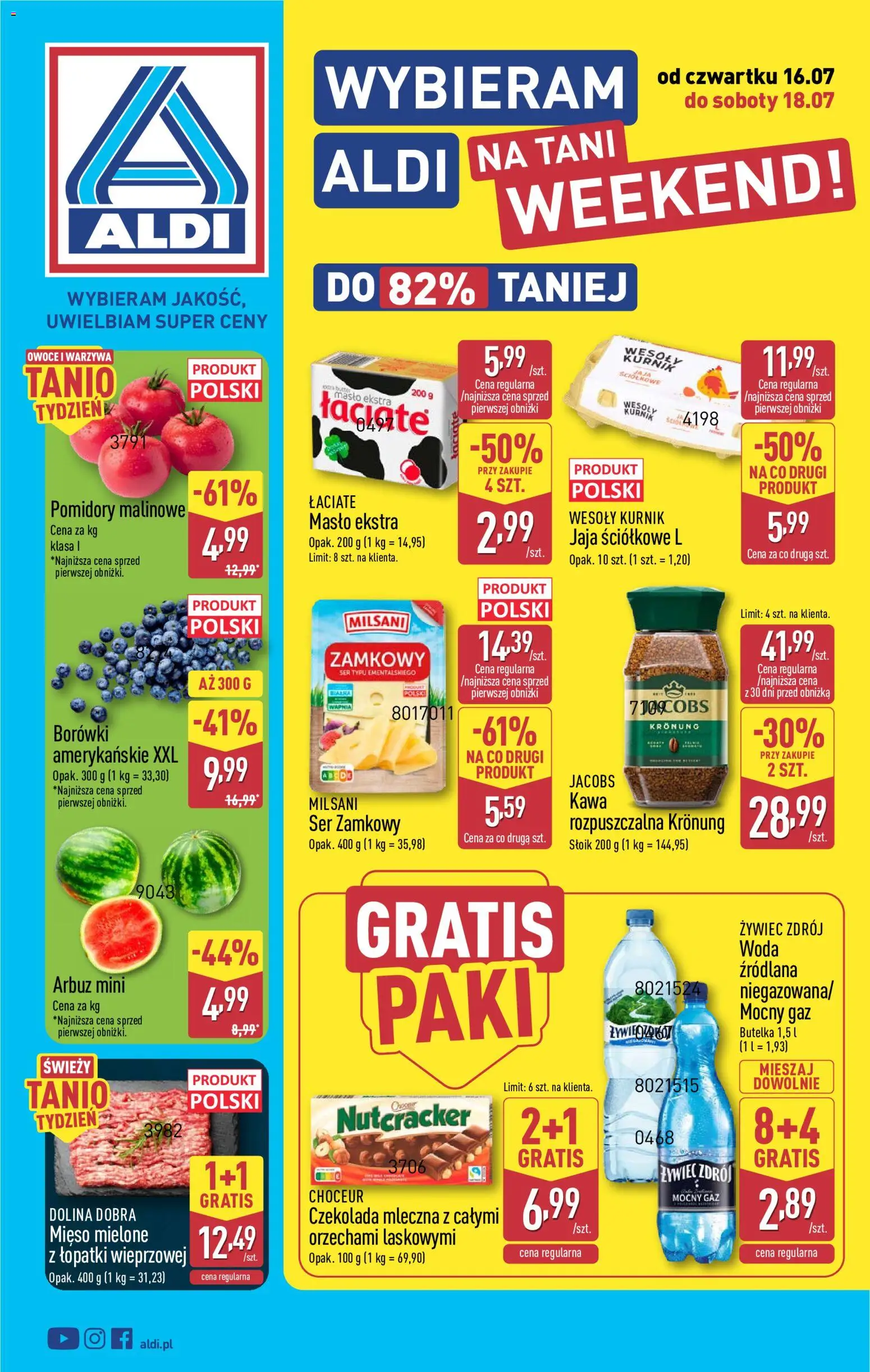 Náhled nabídky: Aldi Polsko Aldi Polsko leták - Oferta weekendowa platný od 16.07.2026 - Máslo, Jacobs