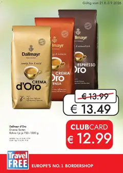 Vorschau der Angebote: Travel FREE Travel FREE Dallmayr d'Oro gültig ab 21.08.2026