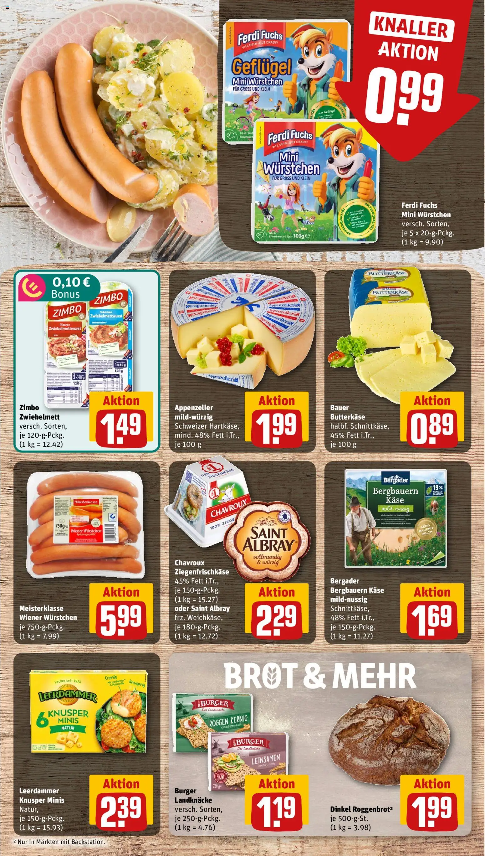 Vorschau von dem Prospekt des Geschäftes Rewe, gültig ab dem 07.09.2026 - Burger, Käse, Brot, Milch, Ziegenkäse, Leerdammer, Wiener wurstchen