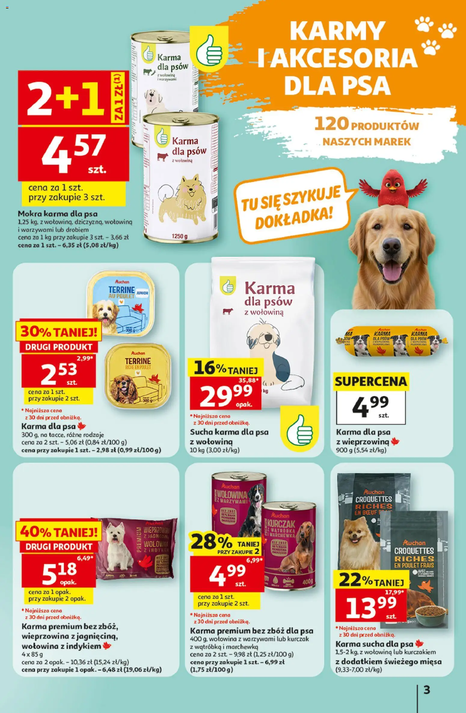 Pogląd gazetki "Auchan gazetka - Świat Pupili Hipermarket" ze sklepu Auchan ważnej od 01.10.2026 - Marchewka, Wołowina, Karma, Wątróbka, Wieprzowina, Karma dla psów, Jagnięcina, Sucha karma dla psa