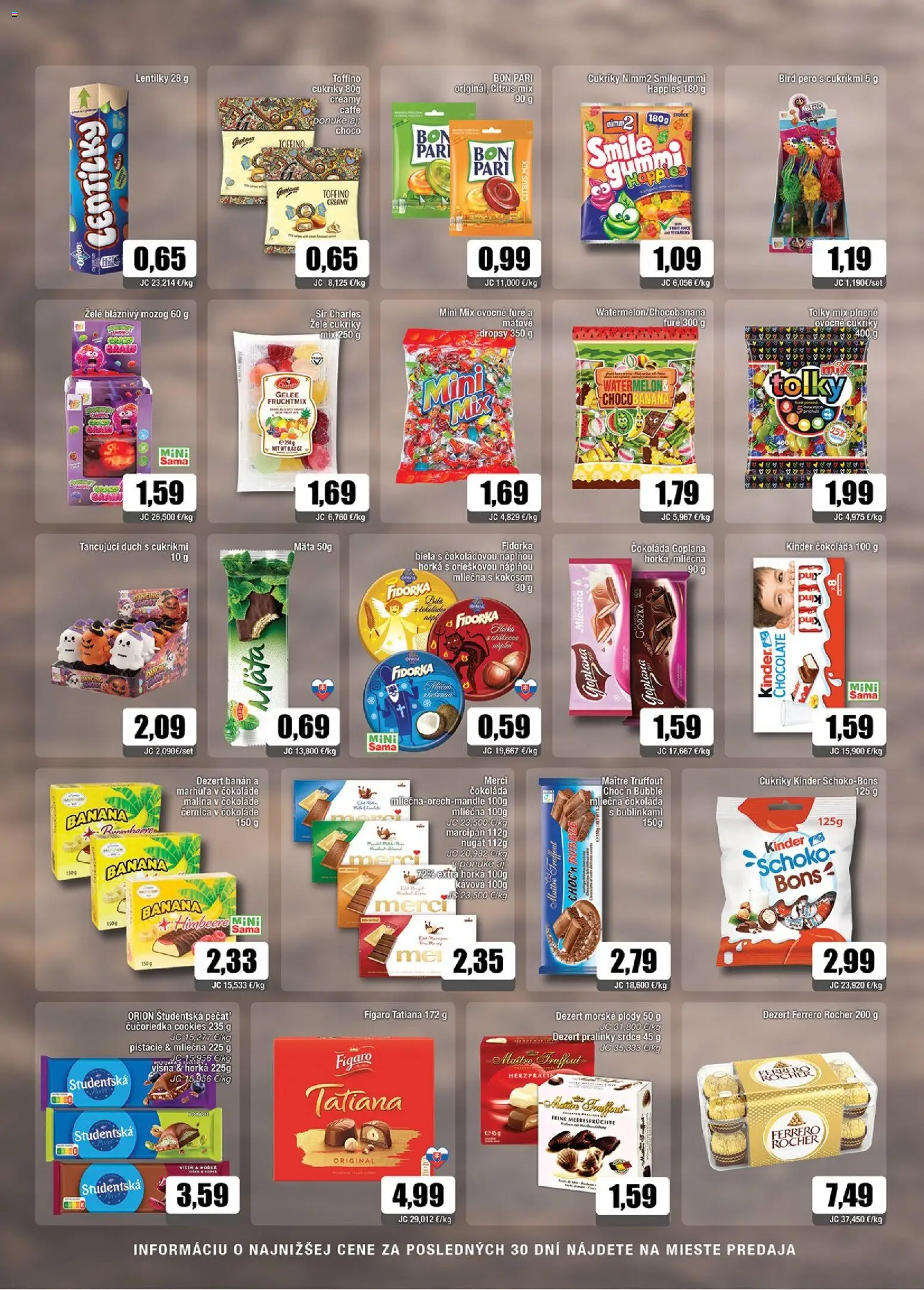 Náhľad Sama letáku platného od 02.10.2026 - Čokoláda, Kinder, Ferrero Rocher, Dezert, Pero, Pistácie, Cukríky, Morské plody