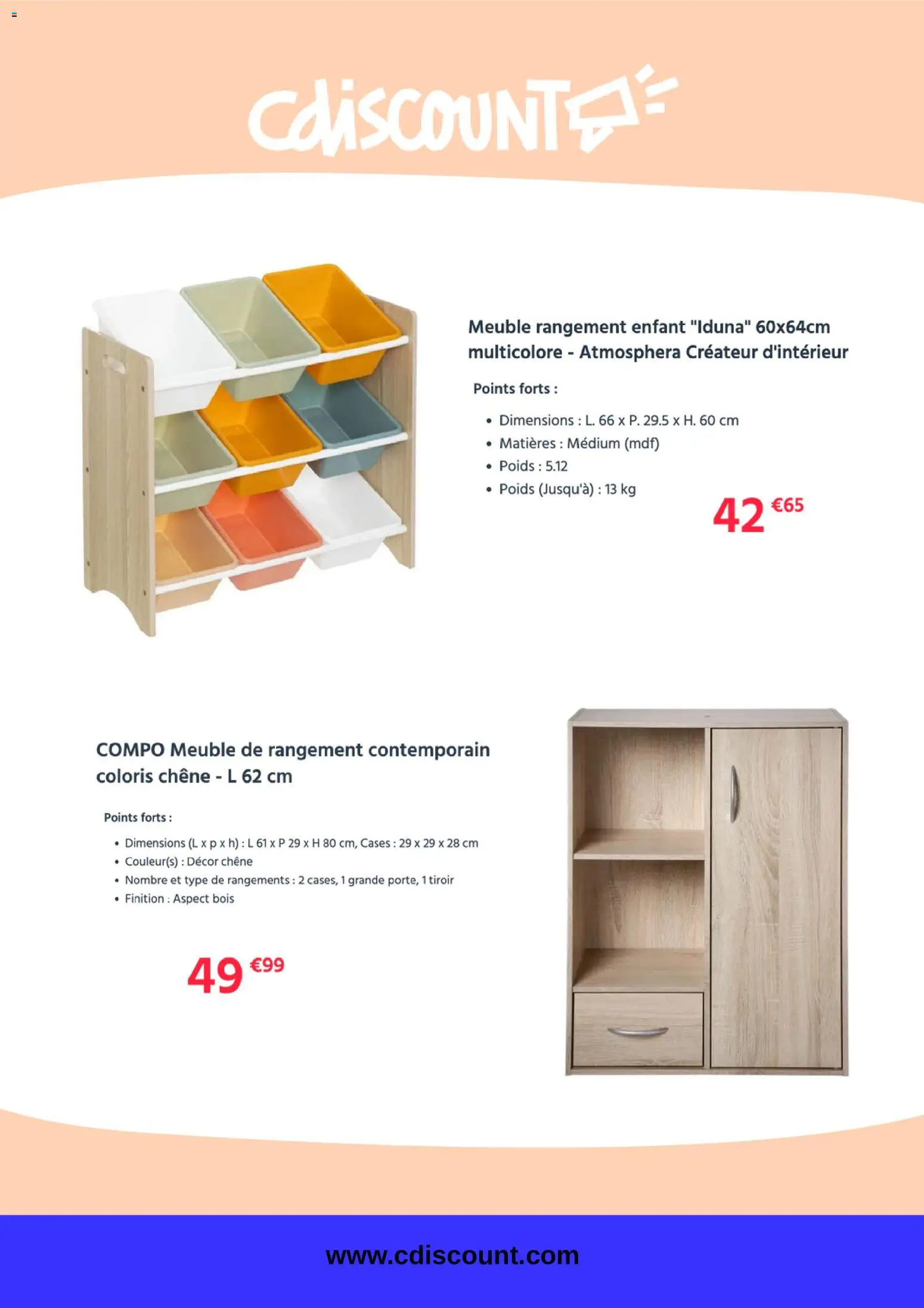 Prévisualisation de Cdiscount catalogue du magasin Cdiscount formulaire valide 28/08/2026 - Meuble, Meuble de rangement, Poids