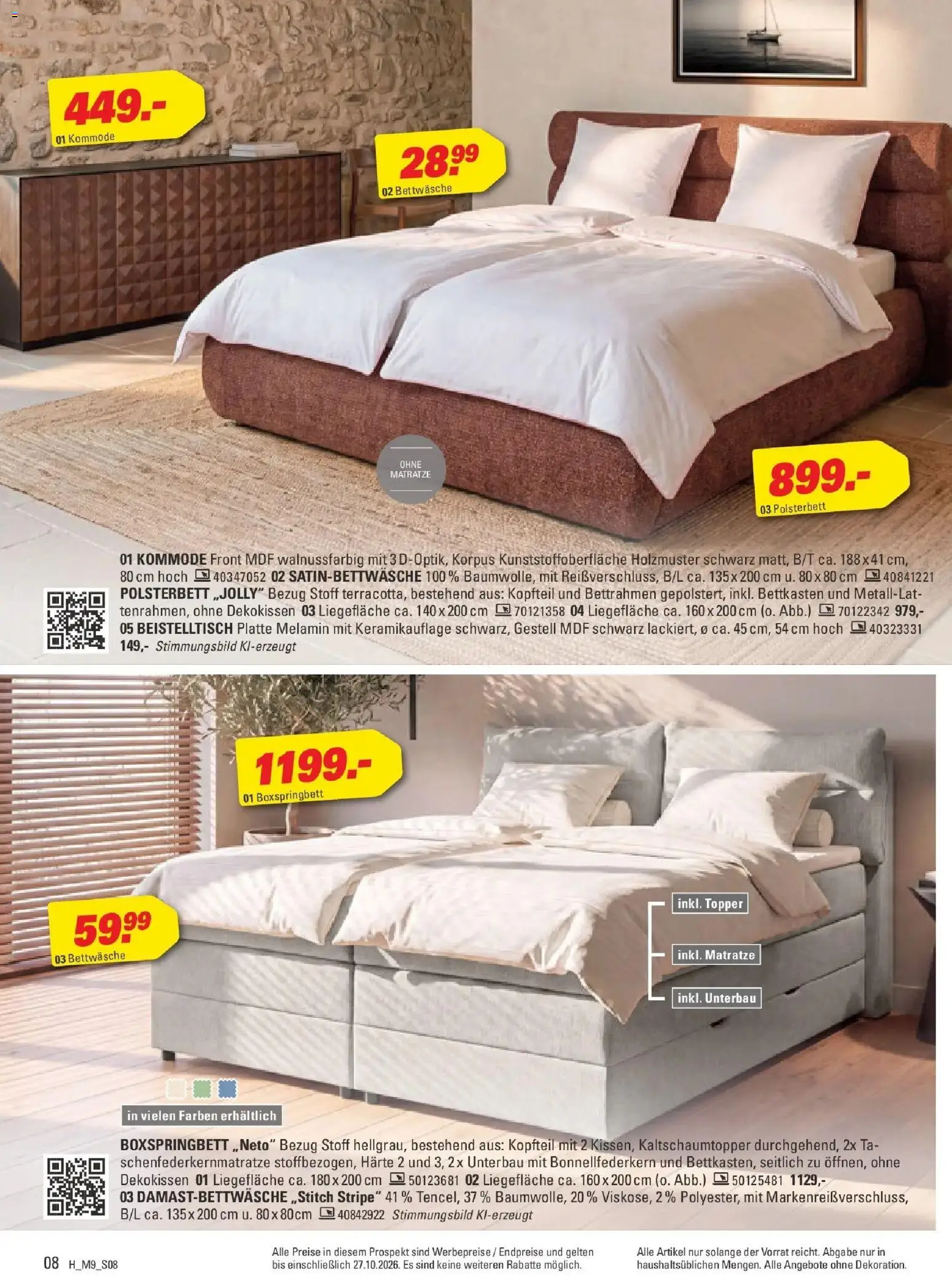 Vorschau von dem Prospekt des Geschäftes Höffner, gültig ab dem 14.10.2026 - Boxspringbett, Matratze, Kommode, Bettwäsche, Beistelltisch, Polsterbett, Topper