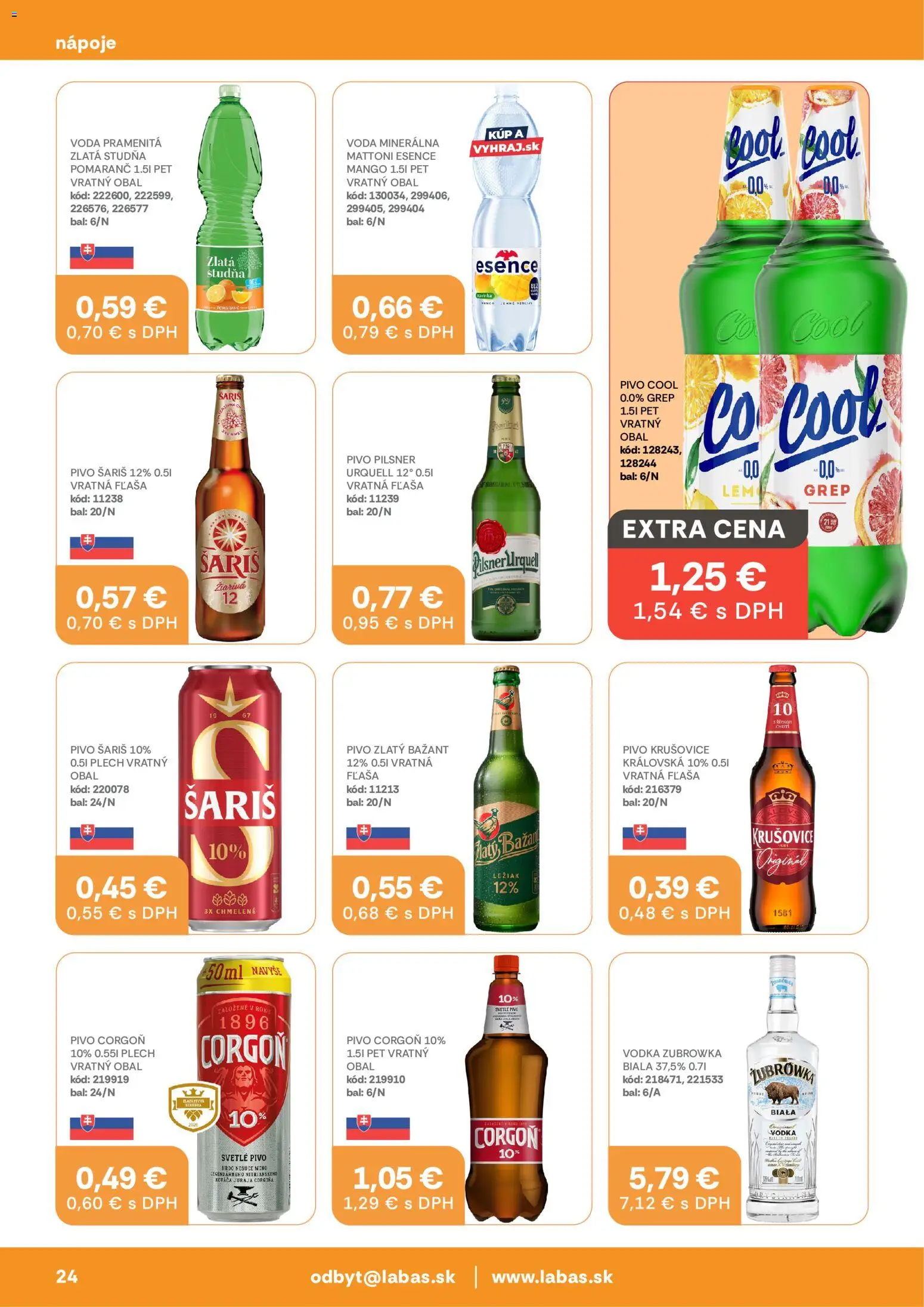 Náhľad Labaš letáku platného od 11.09.2026 - Mango, Pivo, Vodka, Krušovice, Mattoni, Zlatý Bažant, Corgoň, Nápoje