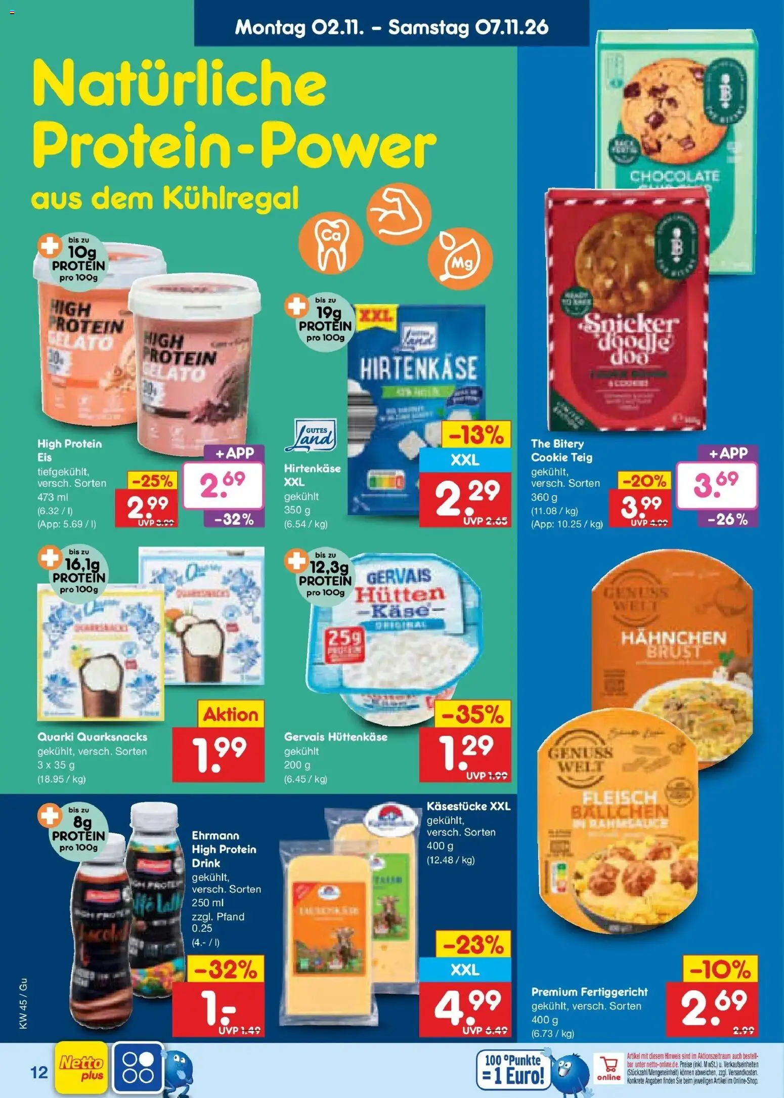 Vorschau von dem Prospekt des Geschäftes Netto Marken-Discount, gültig ab dem 02.11.2026 - Käse, Hüttenkäse, Fleisch, Hahnchen