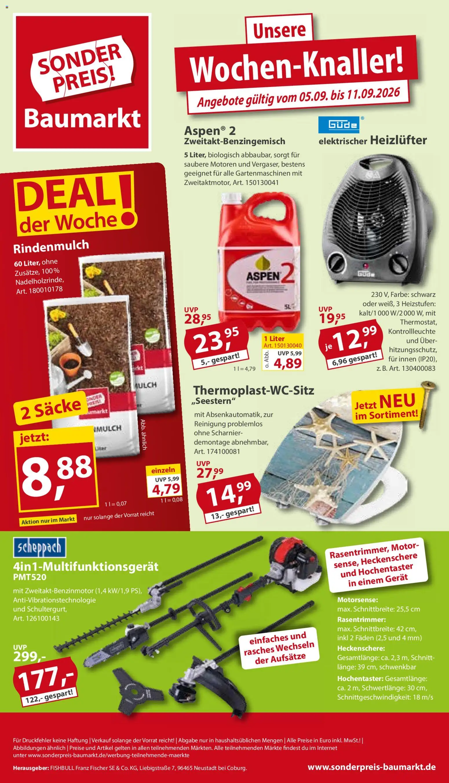 Vorschau von dem Prospekt des Geschäftes Sonderpreis Baumarkt, gültig ab dem 05.09.2026 - Rindenmulch