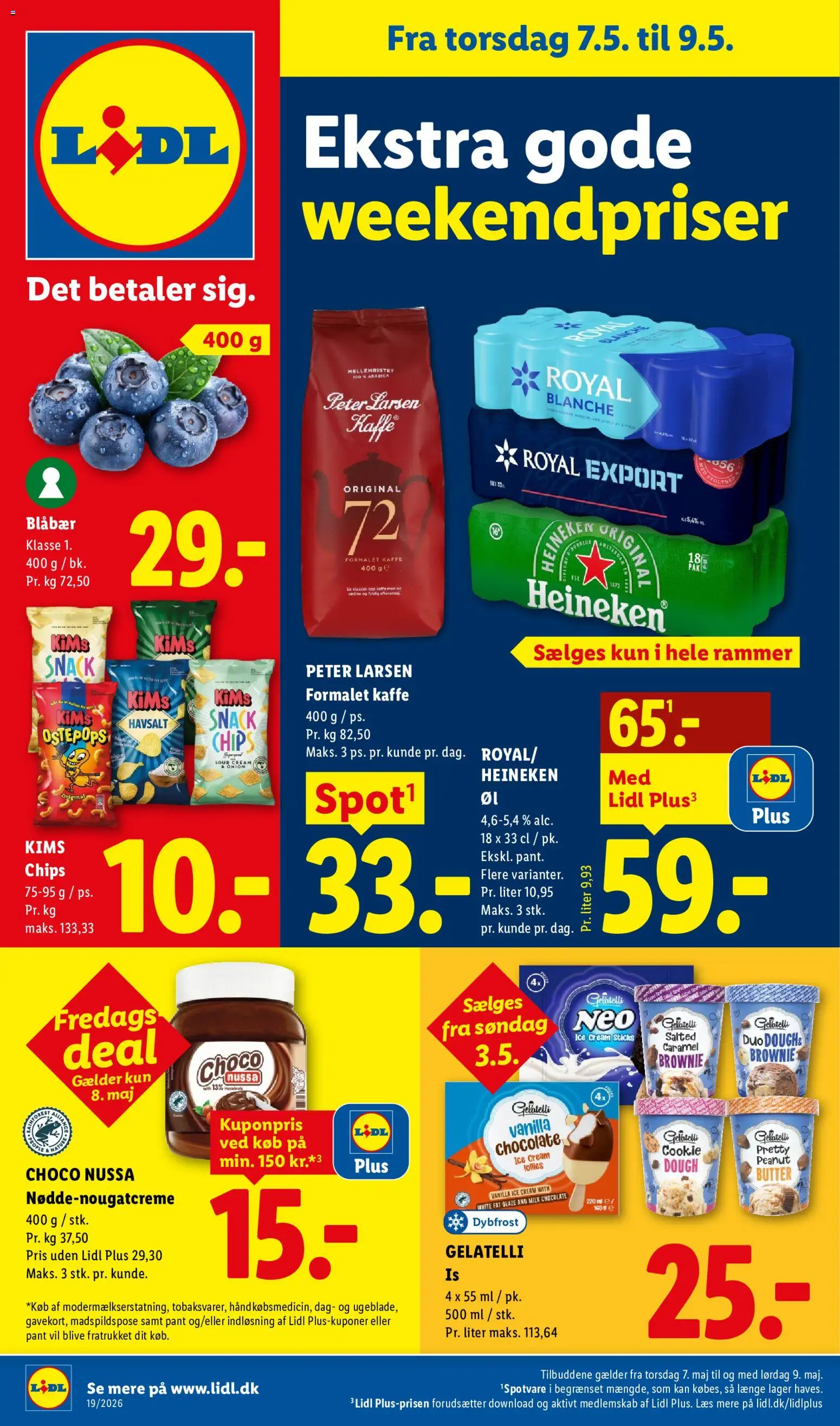 Eksempel på tilbudsavis Lidl - Weekend avis fra butik Lidl gyldig fra 07/05/2026 - Kaffe, Chips, Rammer, Blåbær, Søm