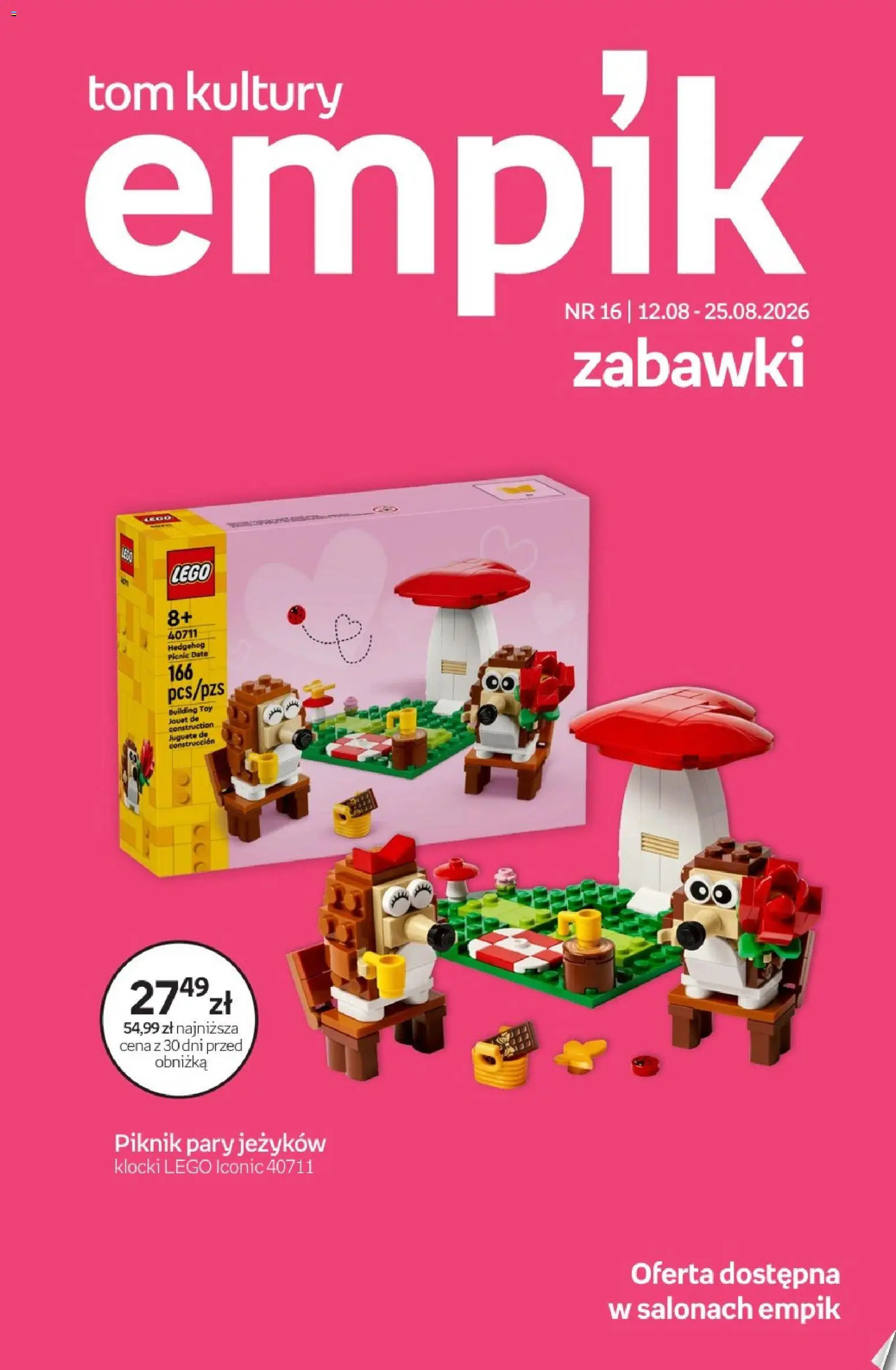 Pogląd gazetki "Empik promocje - Tom kultury Zabawki" ze sklepu Empik ważnej od 12.08.2026 - Lego, Zabawki, Klocki Lego