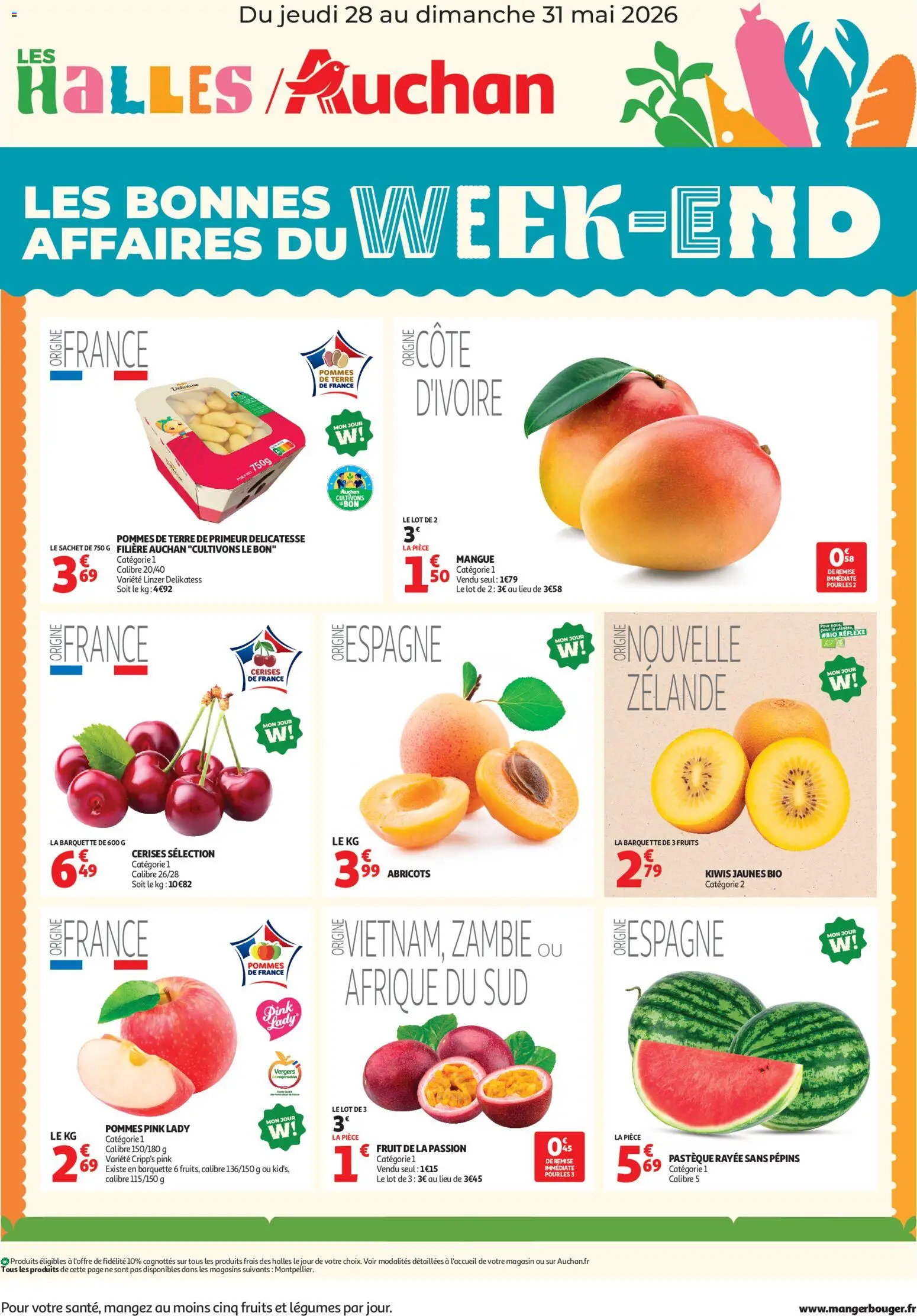 Prévisualisation de Auchan les bons plans du week-end dans votre hyper du magasin Auchan formulaire valide 28/05/2026