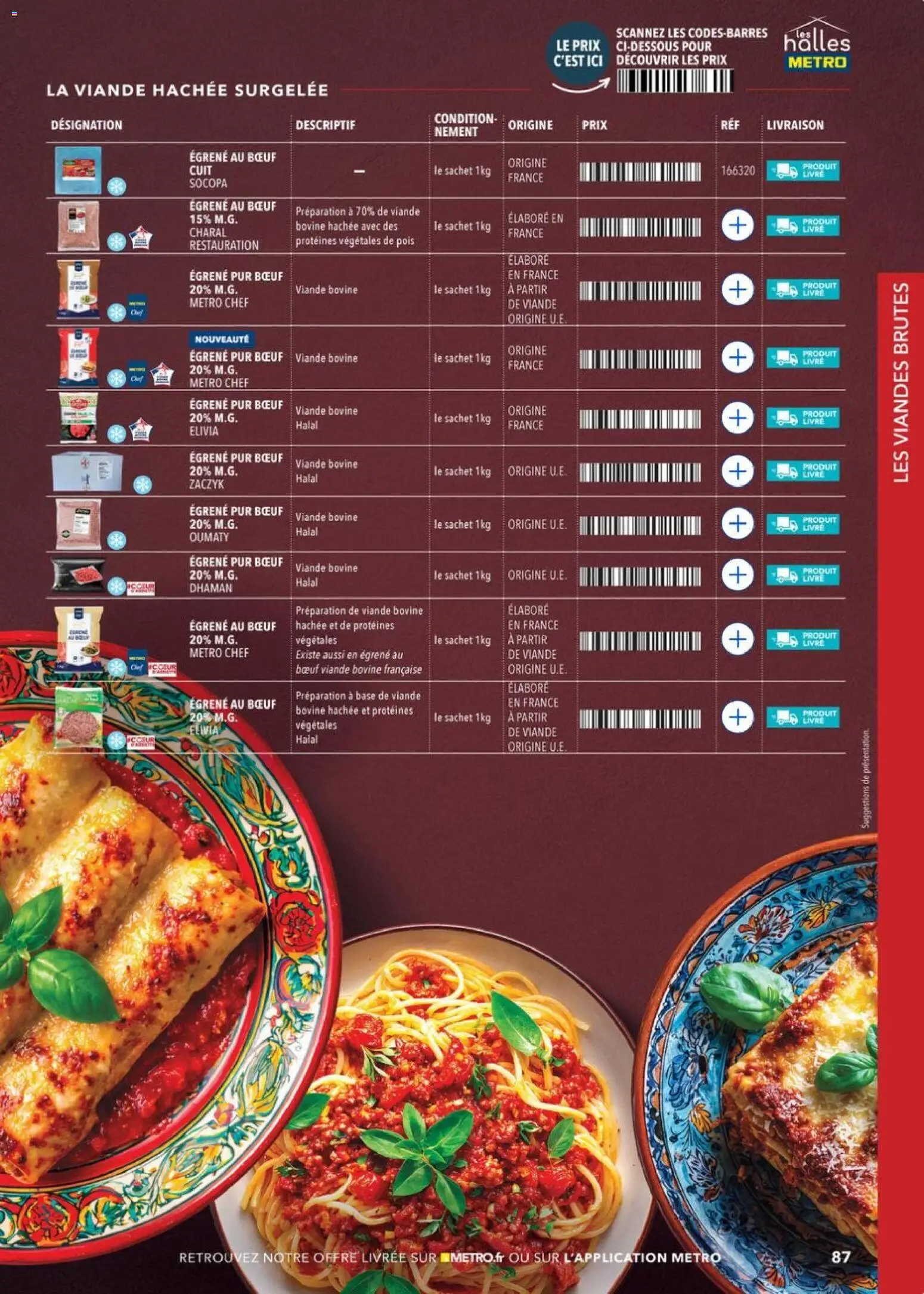 Prévisualisation de METRO - Guide Italie du magasin METRO formulaire valide 28/05/2026 - Livre, Viande, Pois, Viande hachée, Base, Viande bovine, Viande hachée surgelée
