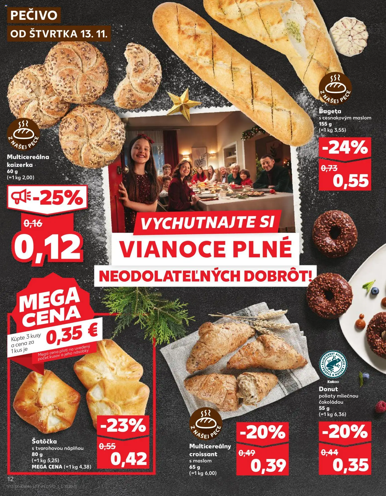 Náhľad Kaufland letáku platného od 13.11.2025 - Croissant, Pec, Donut, Kakao