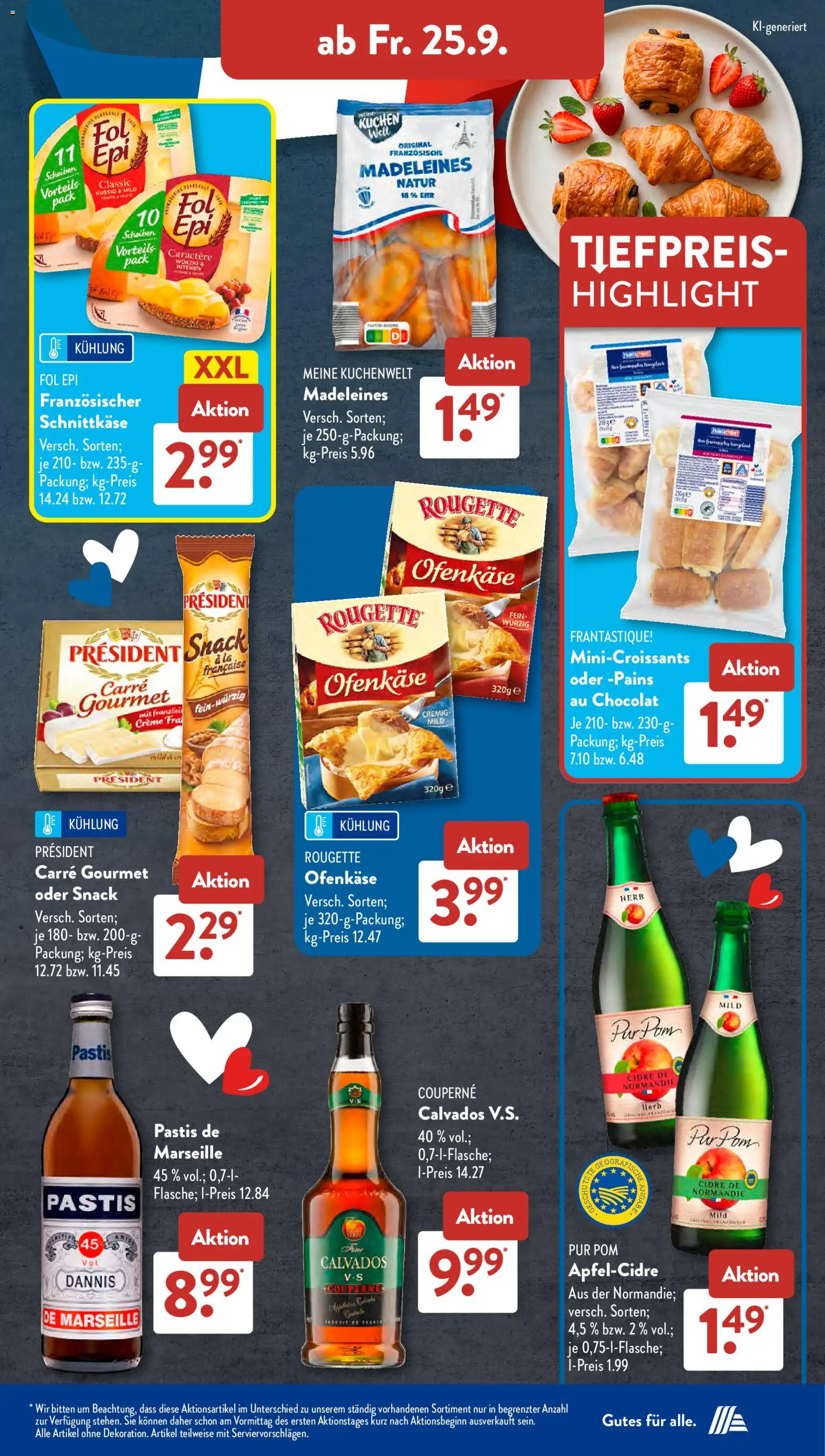 Vorschau von dem Prospekt des Geschäftes Aldi Süd, gültig ab dem 21.09.2026 - Kuchen, Madeleines, Eier, Creme, Rougette ofenkase