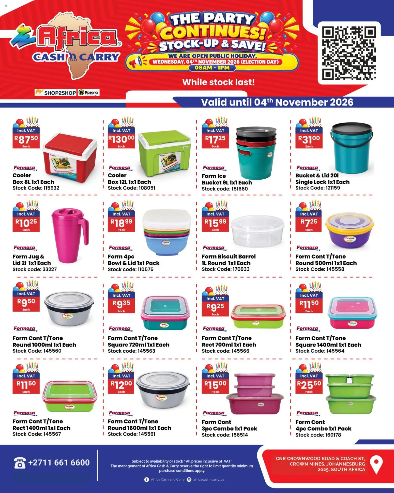 Preview of Africa Cash & Carry flyer valid from 30/10/2026 - Lock, Box, Stock, Bowl, Cooler
