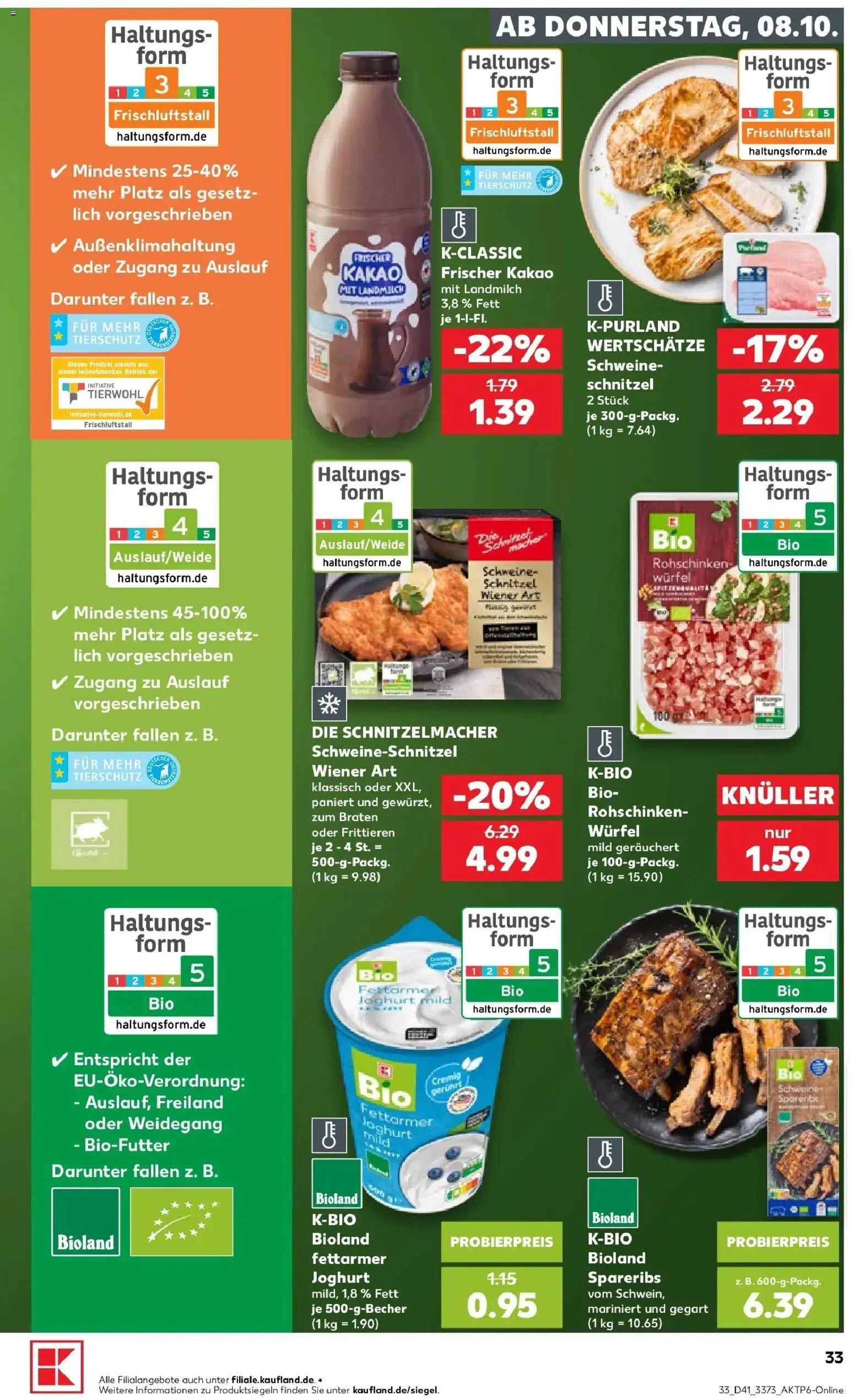Vorschau von dem Prospekt des Geschäftes Kaufland, gültig ab dem 08.10.2026 - Schnitzel, Joghurt