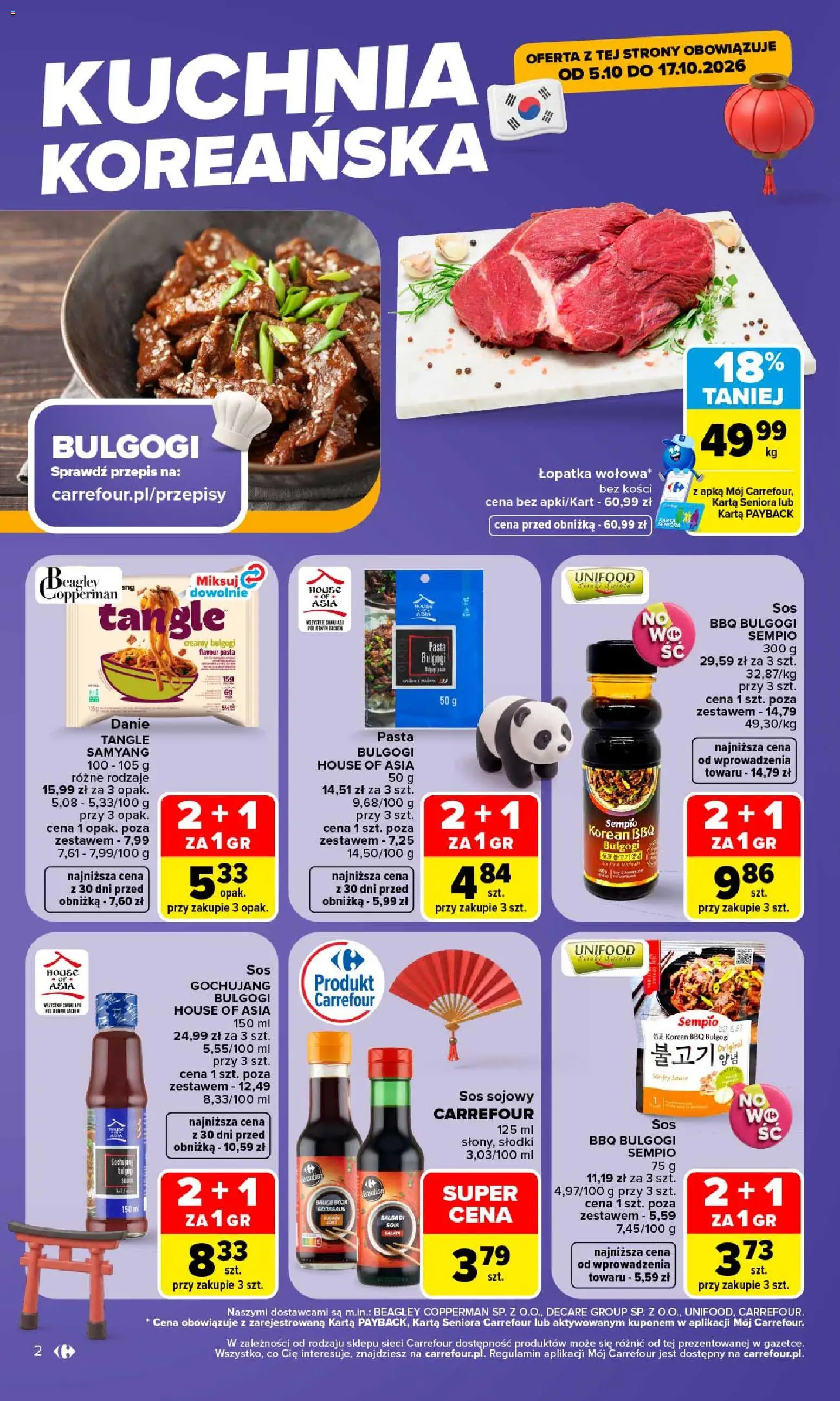 Pogląd gazetki "Carrefour gazetka - Kuchnia koreańska" ze sklepu Carrefour ważnej od 05.10.2026 - Pasta, Soja, Sos, Karta, Sos sojowy