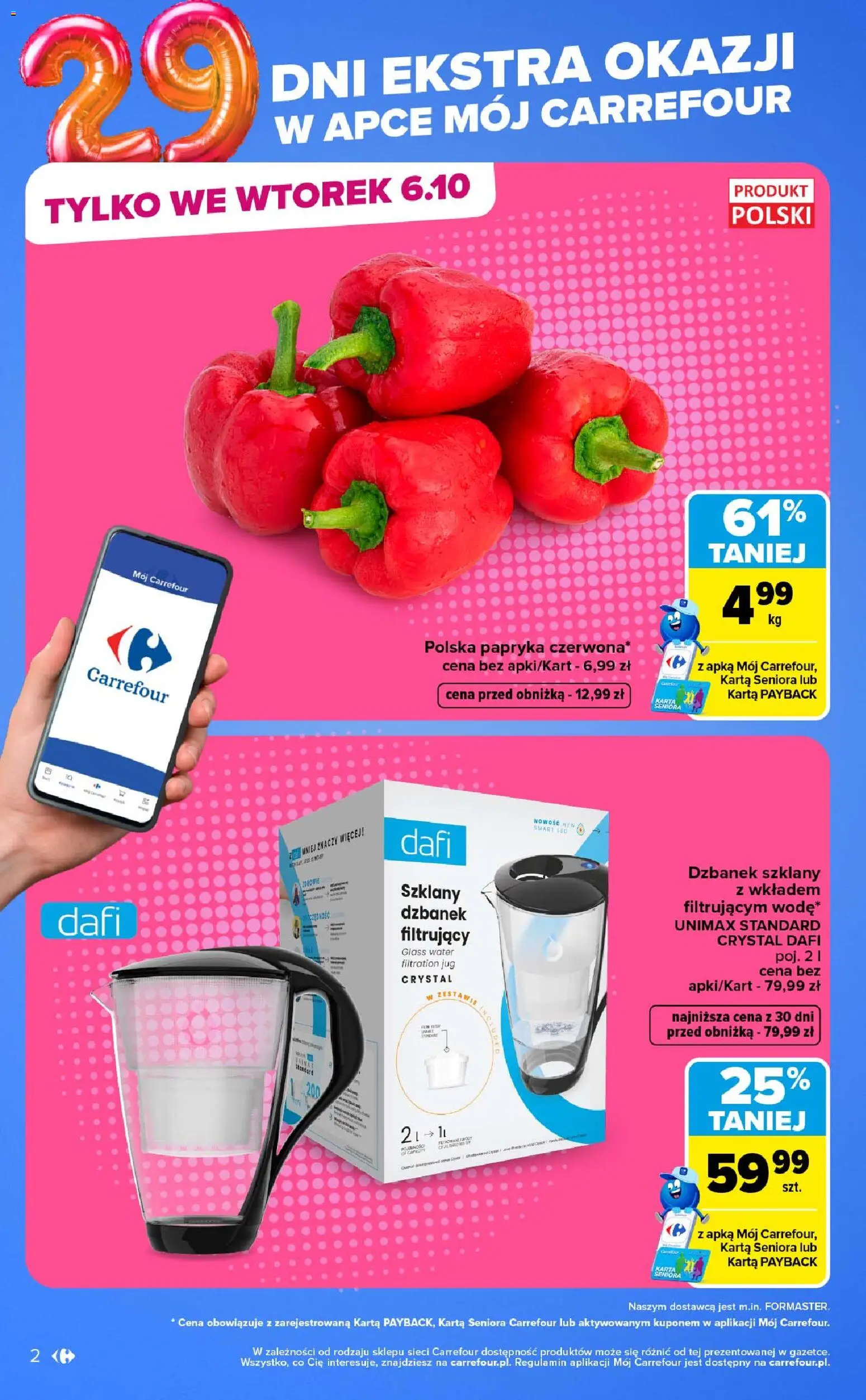Pogląd gazetki "Carrefour gazetka - Market" ze sklepu Carrefour ważnej od 05.10.2026 - Papryka, Karta, Dzbanek, Papryka czerwona