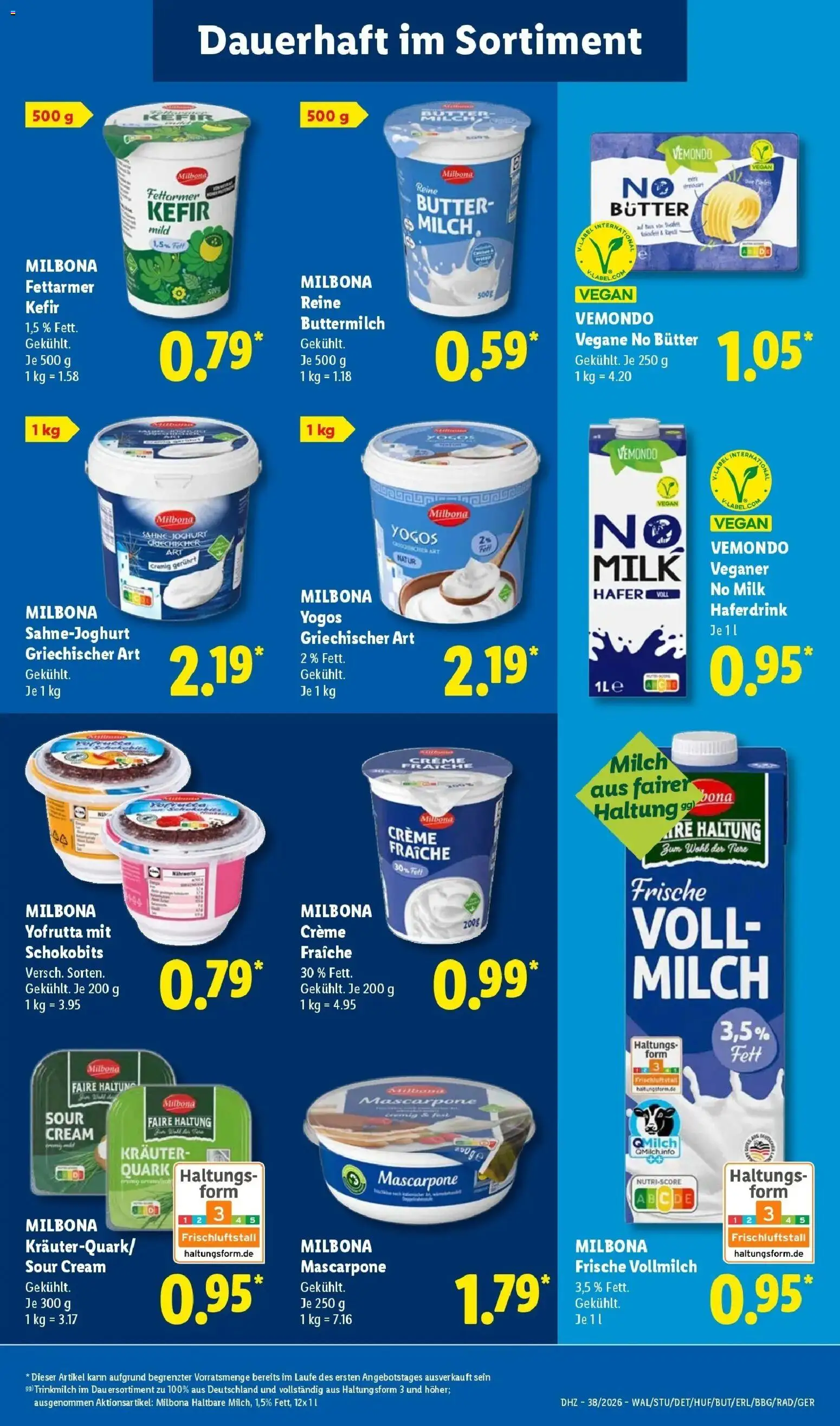 Vorschau von dem Prospekt des Geschäftes Lidl, gültig ab dem 14.09.2026 - Butter, Mascarpone, Kefir, Quark, Milch, Buttermilch, Creme, Haferdrink