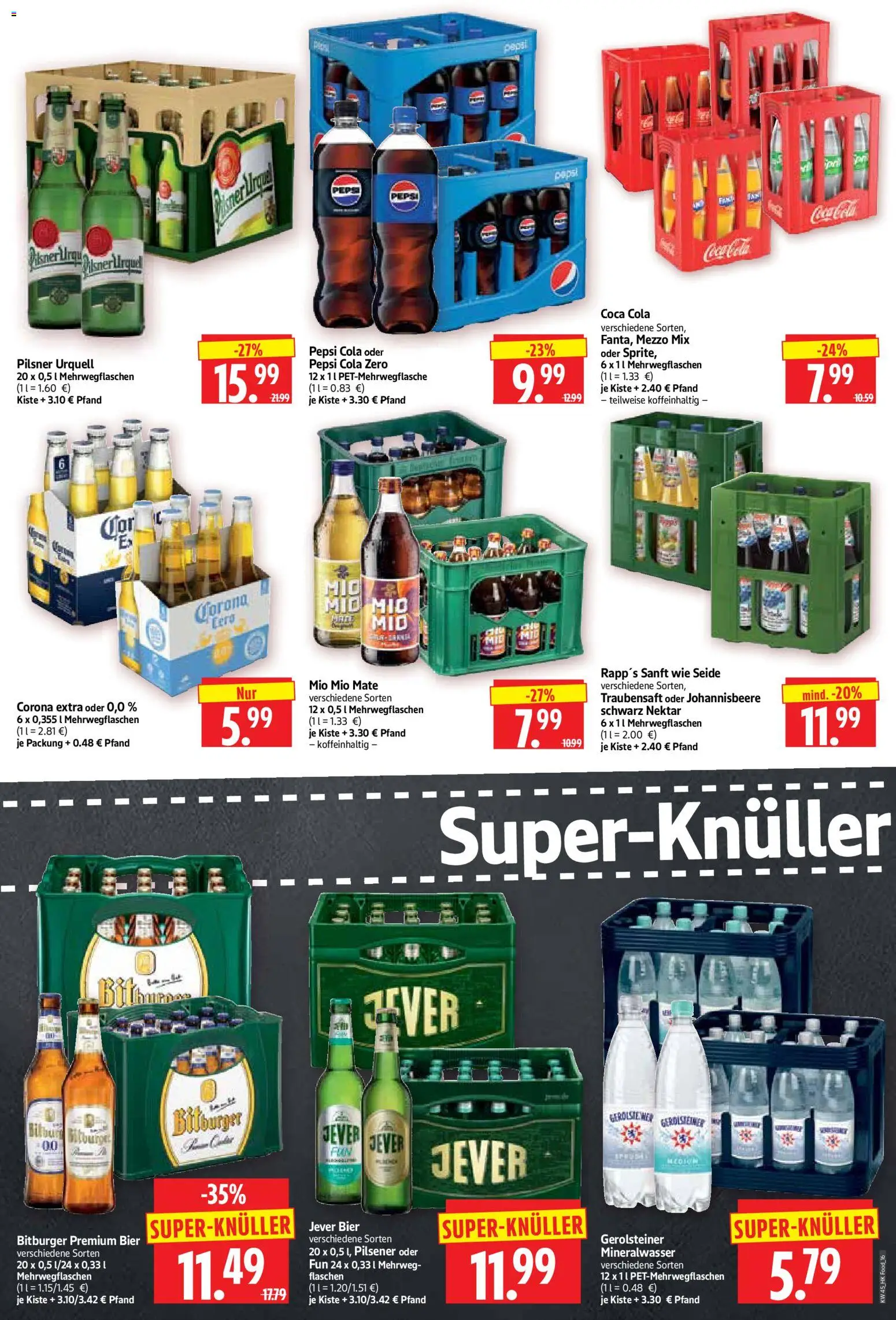 Vorschau von dem Prospekt des Geschäftes HERKULES, gültig ab dem 02.11.2026 - Coca cola, Cola, Gerolsteiner, Jever, Bitburger, Pepsi, Pilsner urquell, Mio mio mate