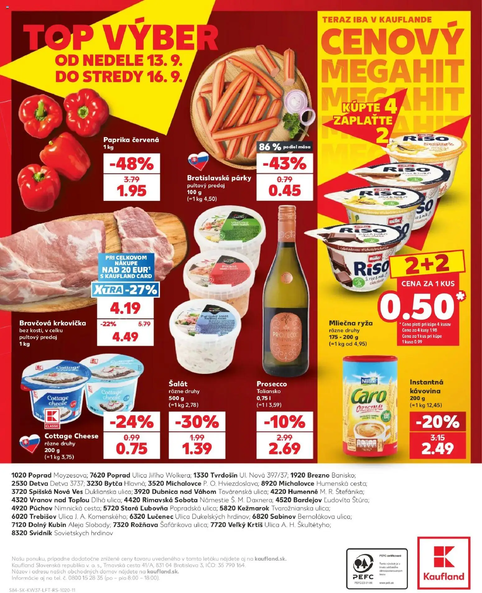 Náhľad Kaufland letáku platného od 10.09.2026 - Paprika, Prosecco, Šalát, Krkovička, Ryža, Párky, Caro, Mliečna ryža