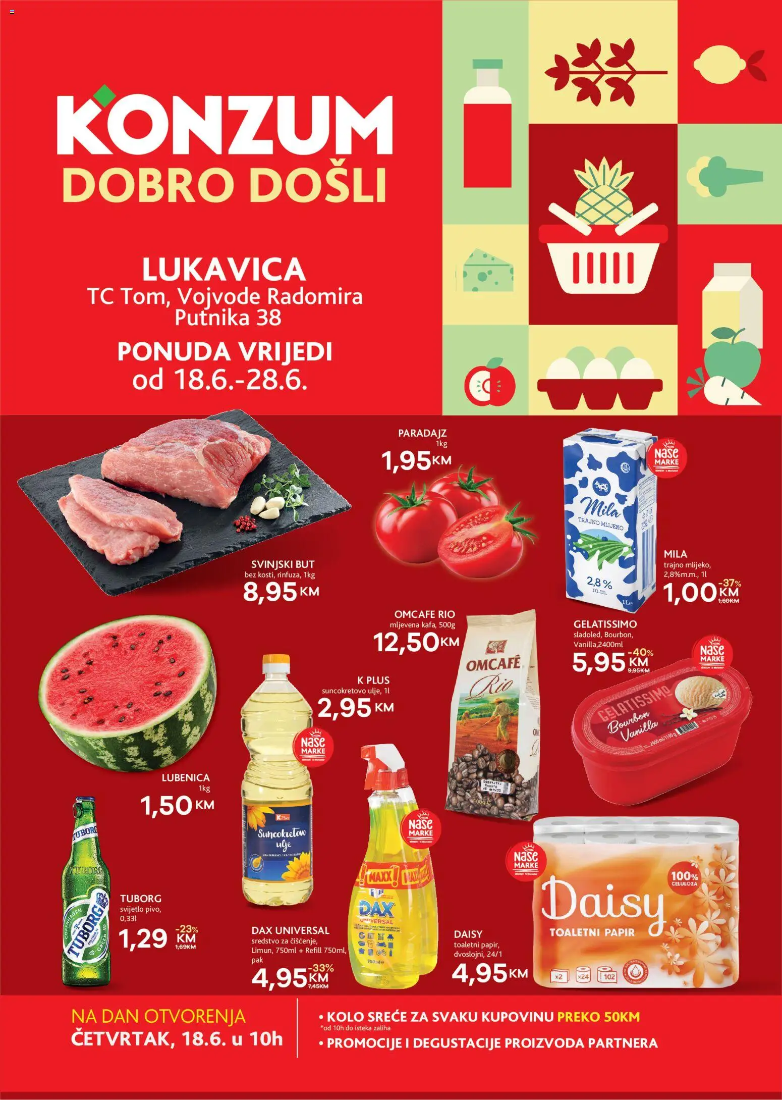 Pregled letka KONZUM Dobro došli trgovine KONZUM vrijedi od 18.06.2026
