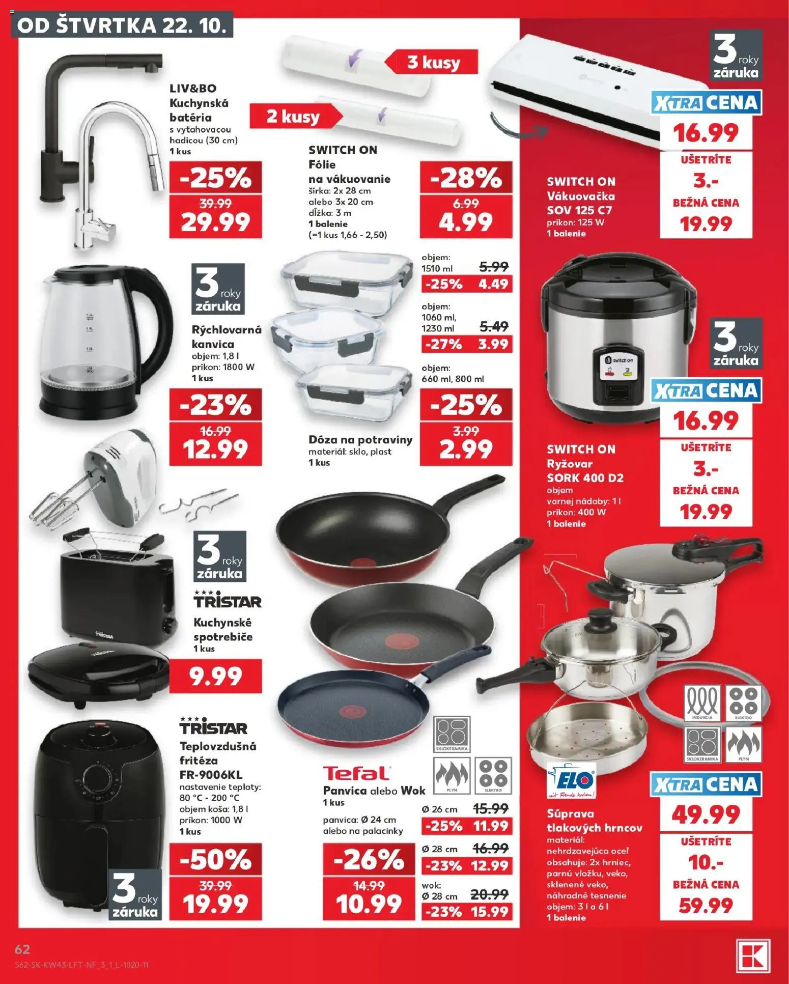 Náhľad Kaufland letáku platného od 22.10.2026 - Tefal, Kanvica, Batéria, Panvica, Indukcia, Fritéza, Vákuovačka