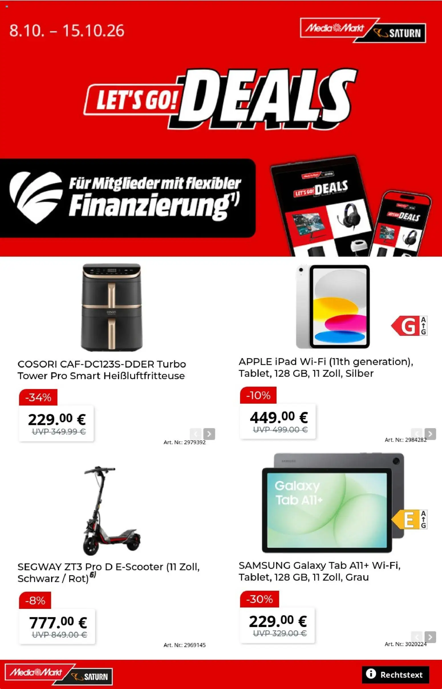 Vorschau von dem Prospekt des Geschäftes Media Markt, gültig ab dem 08.10.2026 - Apple, Samsung, Ipad, Heißluftfritteuse