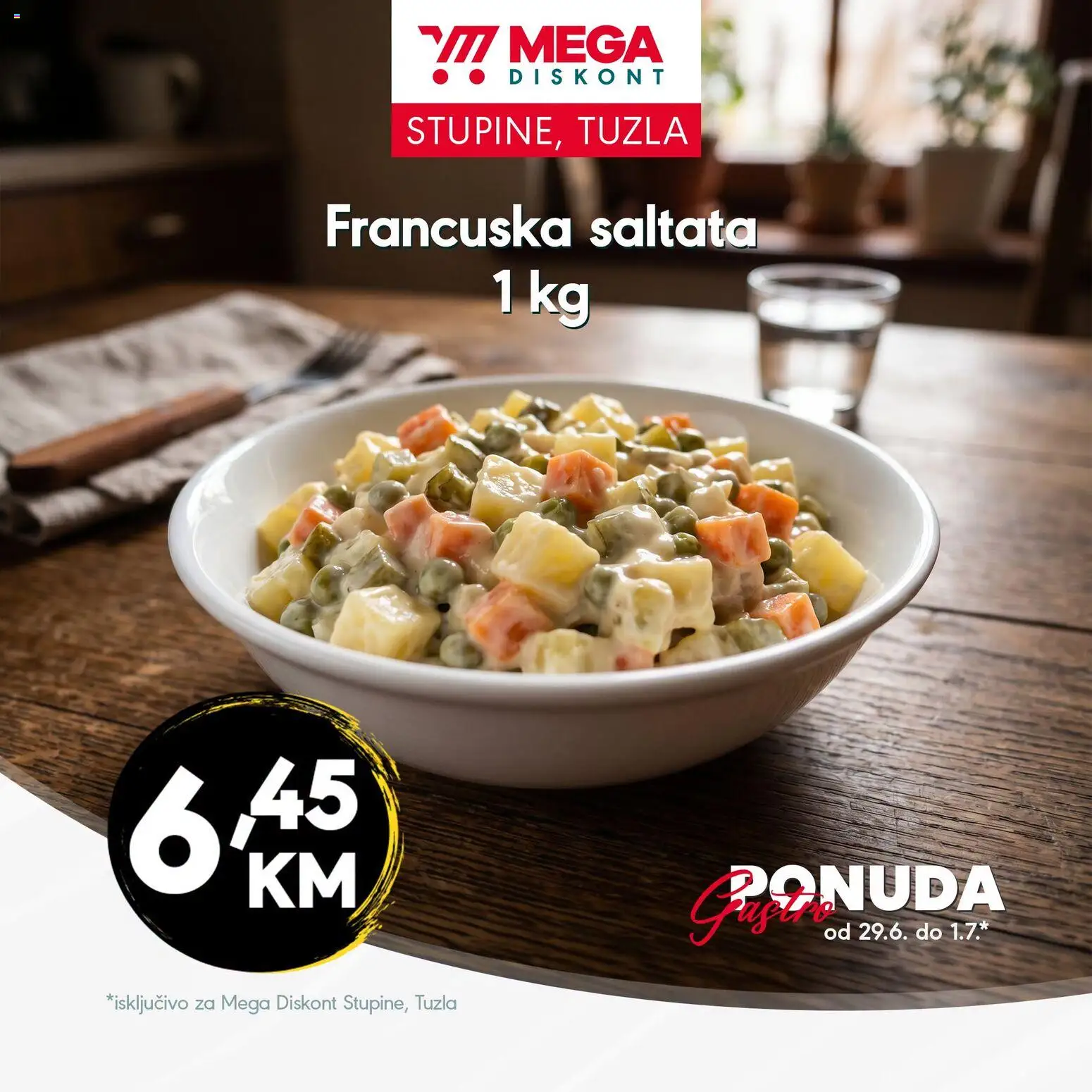 Pregled letka Mega Diskont gastro ponuda trgovine Mega Diskont vrijedi od 29.06.2026