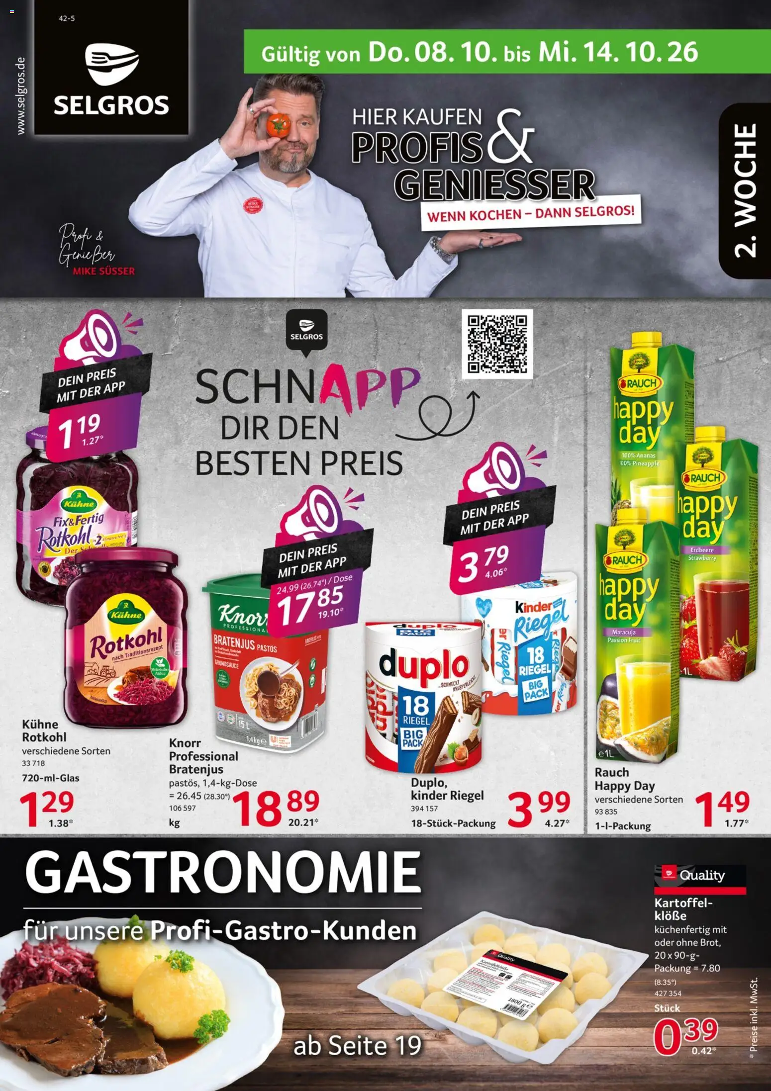 Vorschau von dem Prospekt des Geschäftes Selgros, gültig ab dem 08.10.2026 - Ananas, Rotkohl, Knorr, Kinder riegel