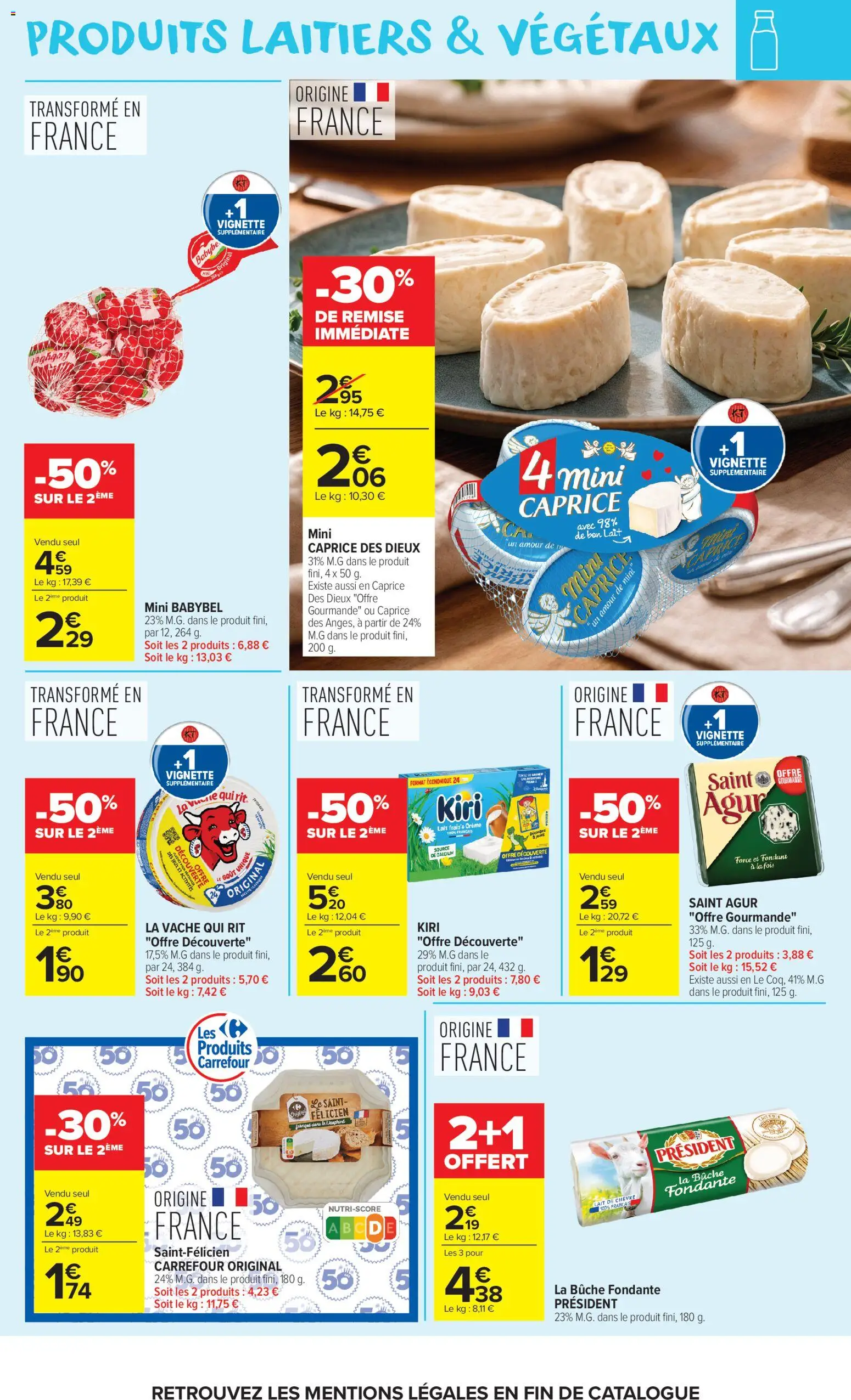 Prévisualisation de Carrefour Market catalogue du magasin Carrefour Market formulaire valide 27/10/2026 - Jeux, Lait, Crème, Kiri, Caprice des dieux, Produits laitiers, Lait de chèvre, Mini Babybel
