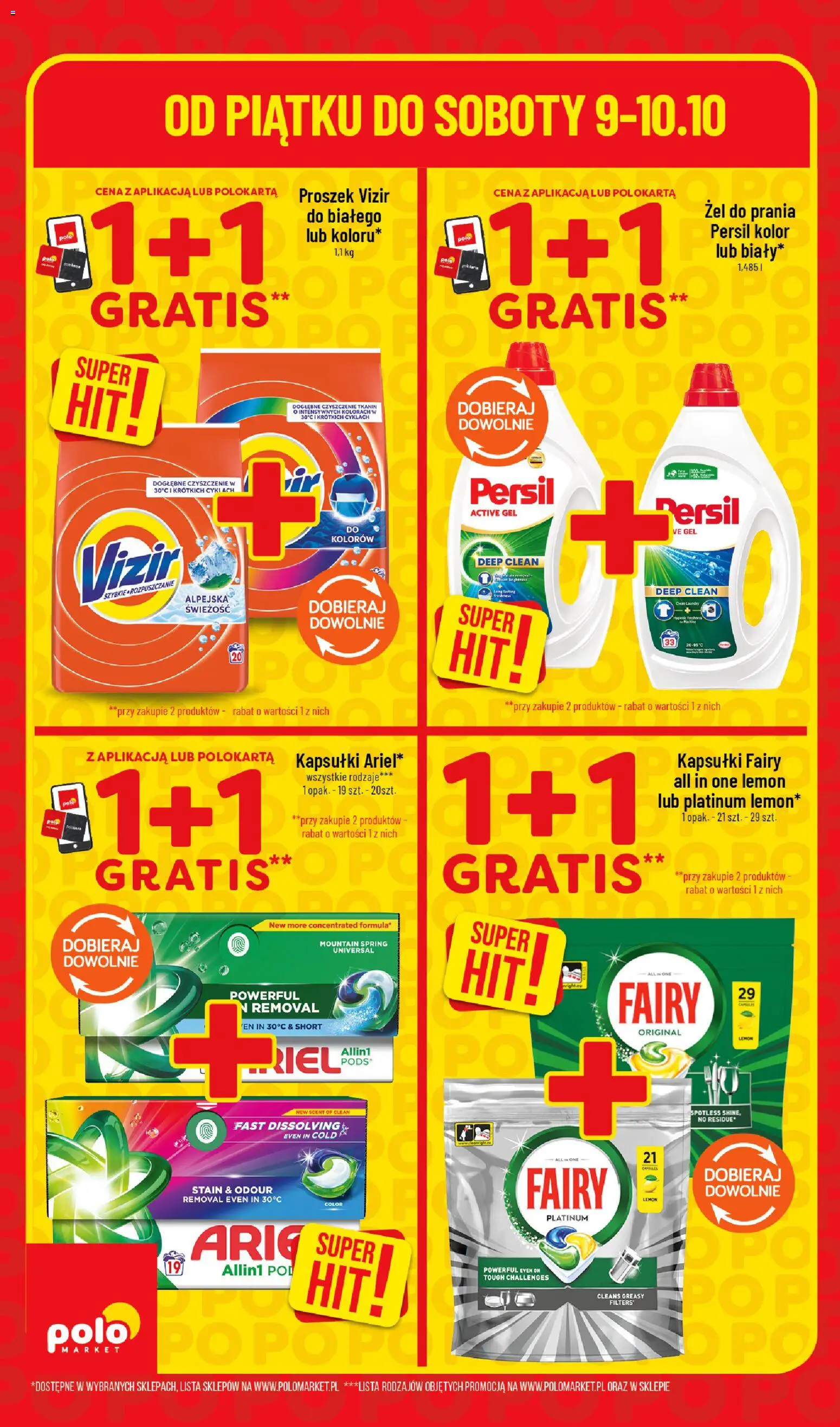 Pogląd gazetki "POLOmarket gazetka - Super Hity" ze sklepu POLOmarket ważnej od 08.10.2026 - PC, Fairy, Żel do prania, Kapsułki fairy, Kapsułki, Vizir, Proszek, Proszek Vizir