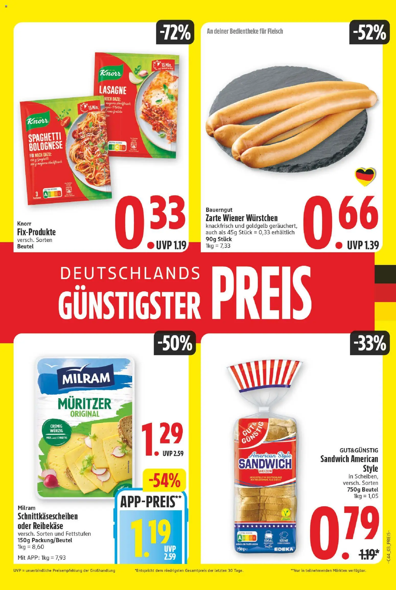Vorschau von dem Prospekt des Geschäftes E center, gültig ab dem 26.10.2026 - Spaghetti, Hackfleisch, Knorr, Creme, Weizenmehl, Milram, Bauerngut, Wiener wurstchen