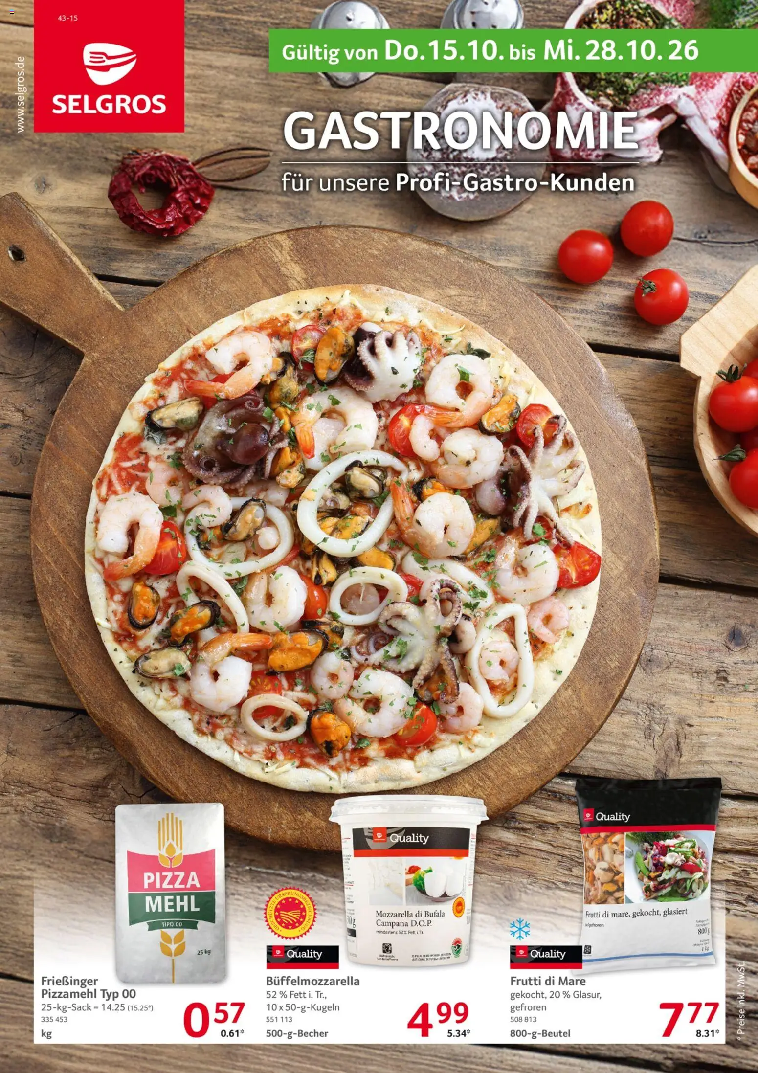 Vorschau von dem Prospekt des Geschäftes Selgros, gültig ab dem 15.10.2026 - Pizza, Mozzarella, Mehl